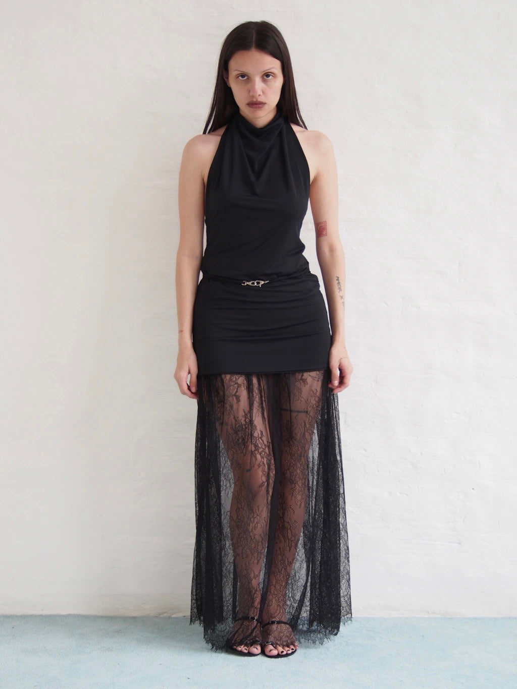 MAXI SKIRT LACE - BLACK