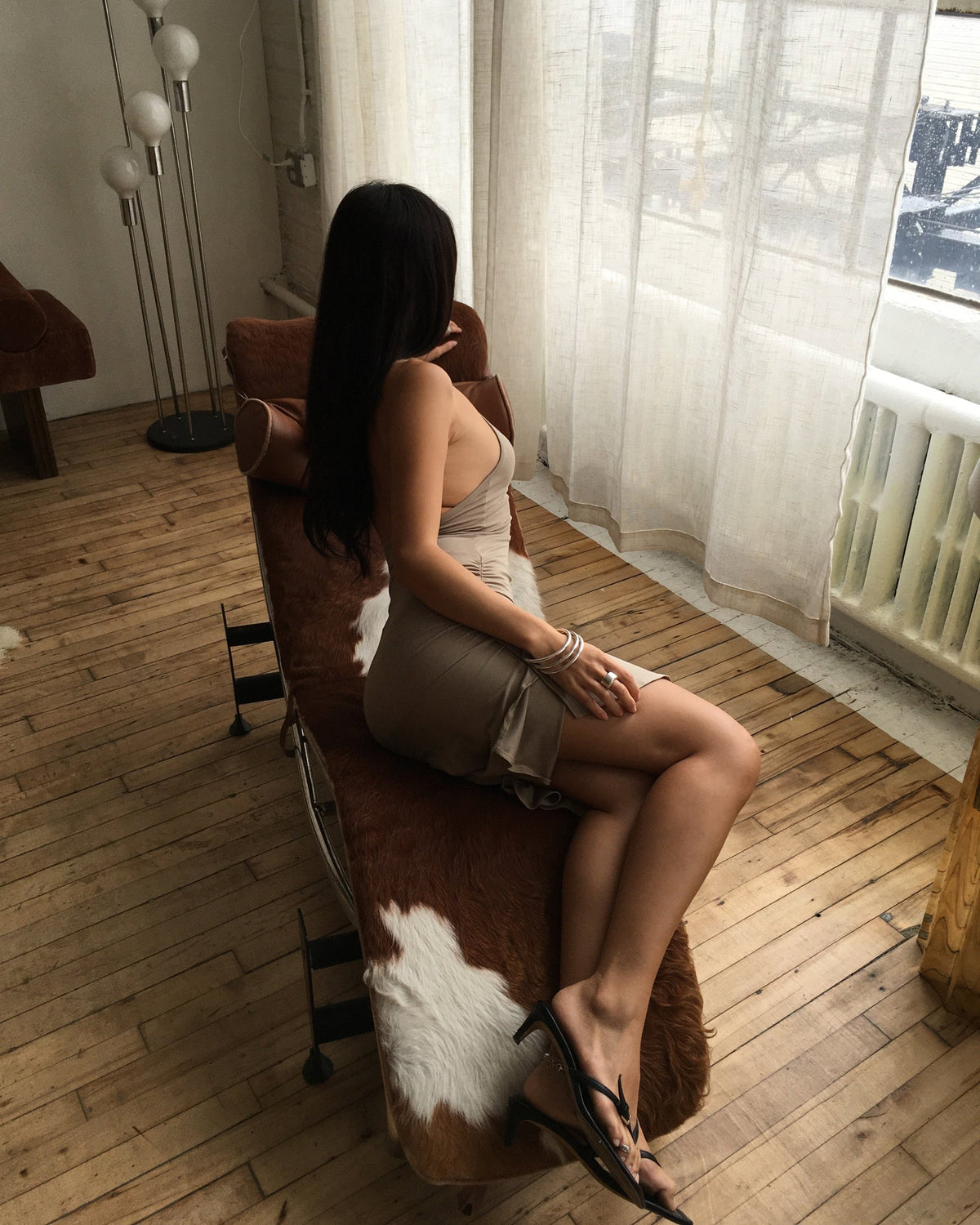 RIVERA asymmetric dress - greige