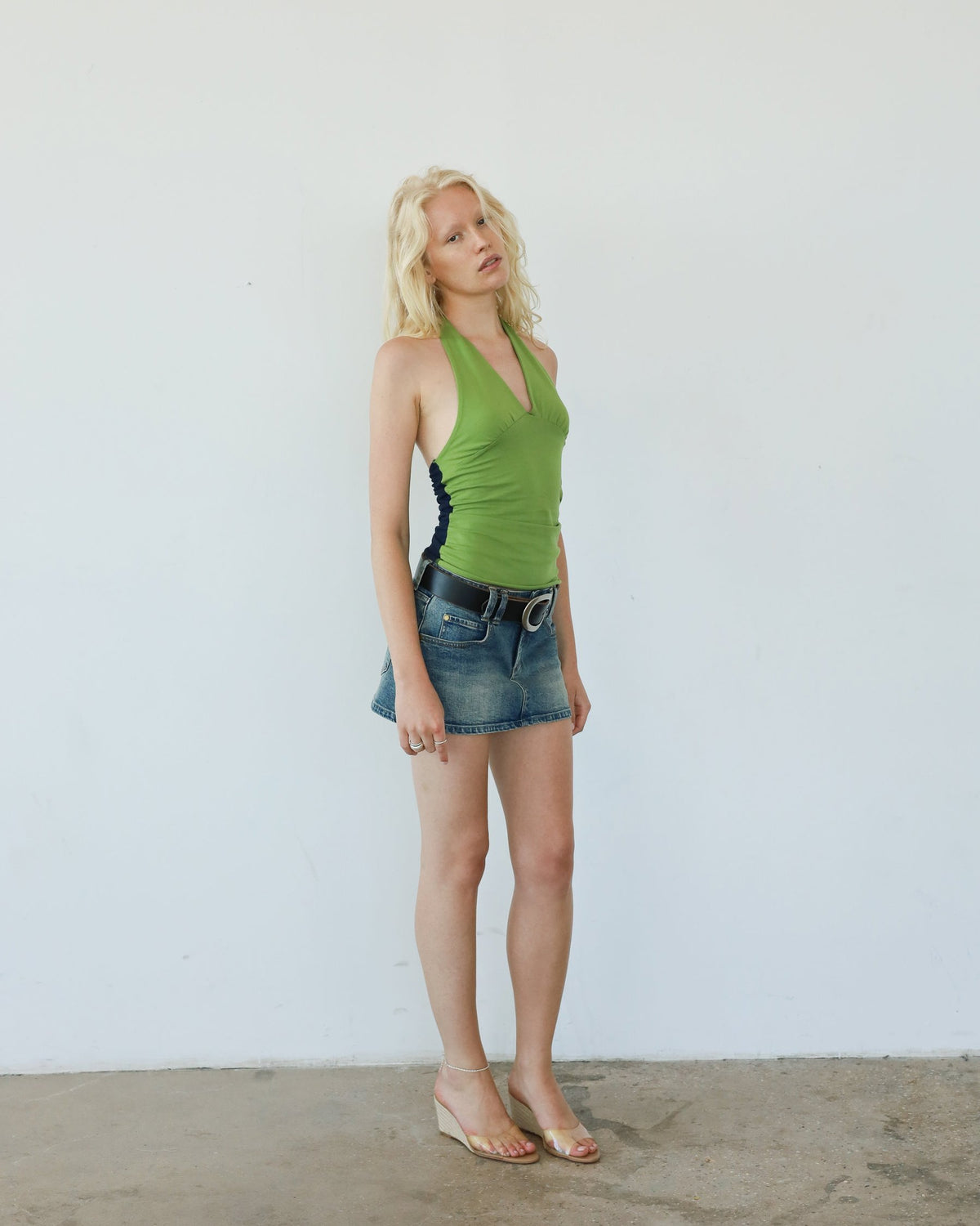 VERSO two tone halter top - green