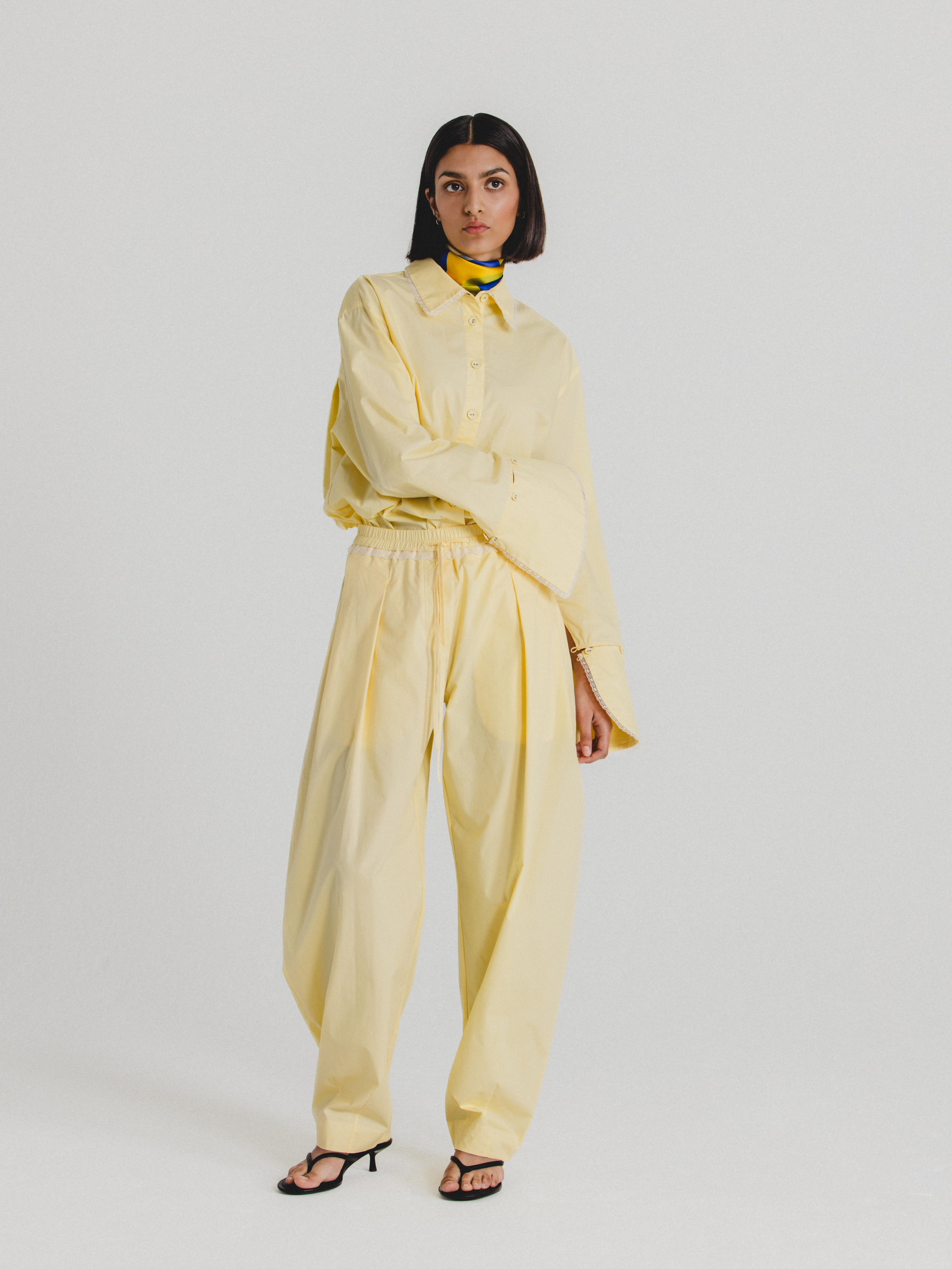 Cotton Poplin Pants in Butter Yellow