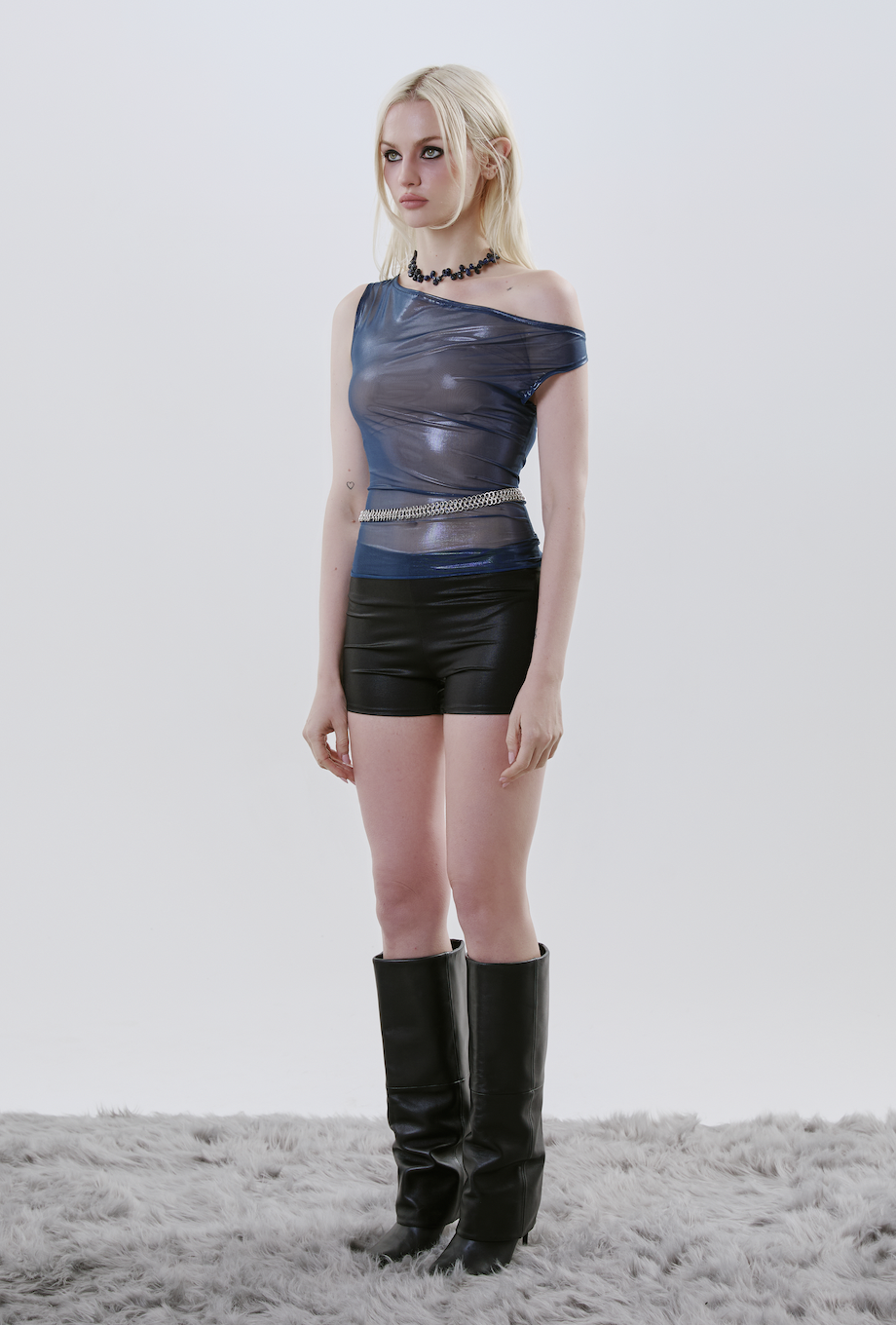 Black Onyx Stretch Pleather Shorts