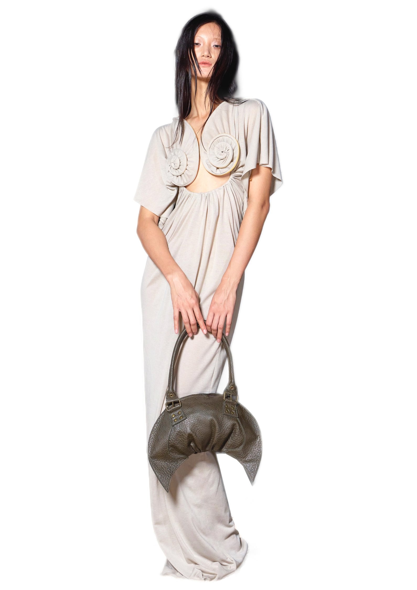 The Croissant Bag Glossy Embossed Earth