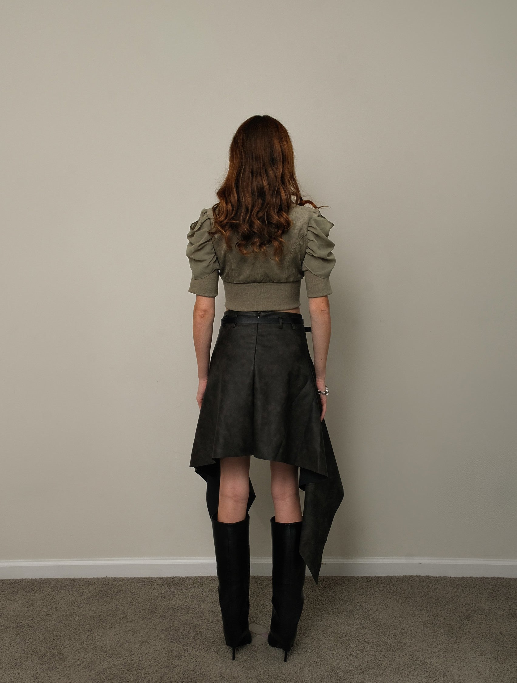 STONE OATH PU SKIRT