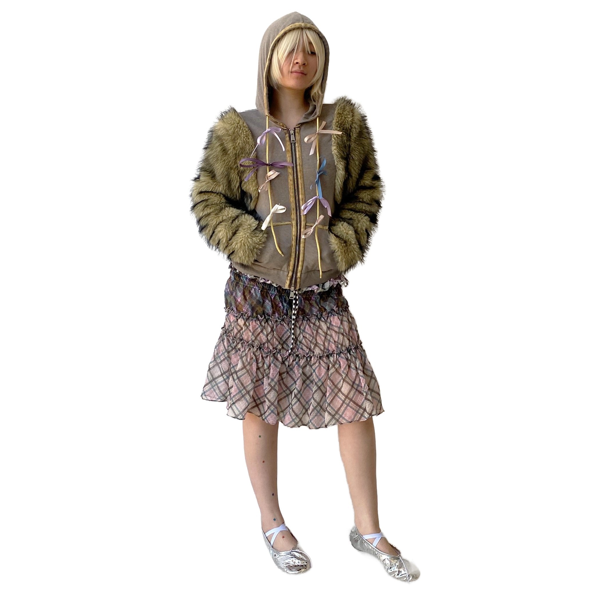 Straw Yellow Faux Fur Tracksuit Jacket