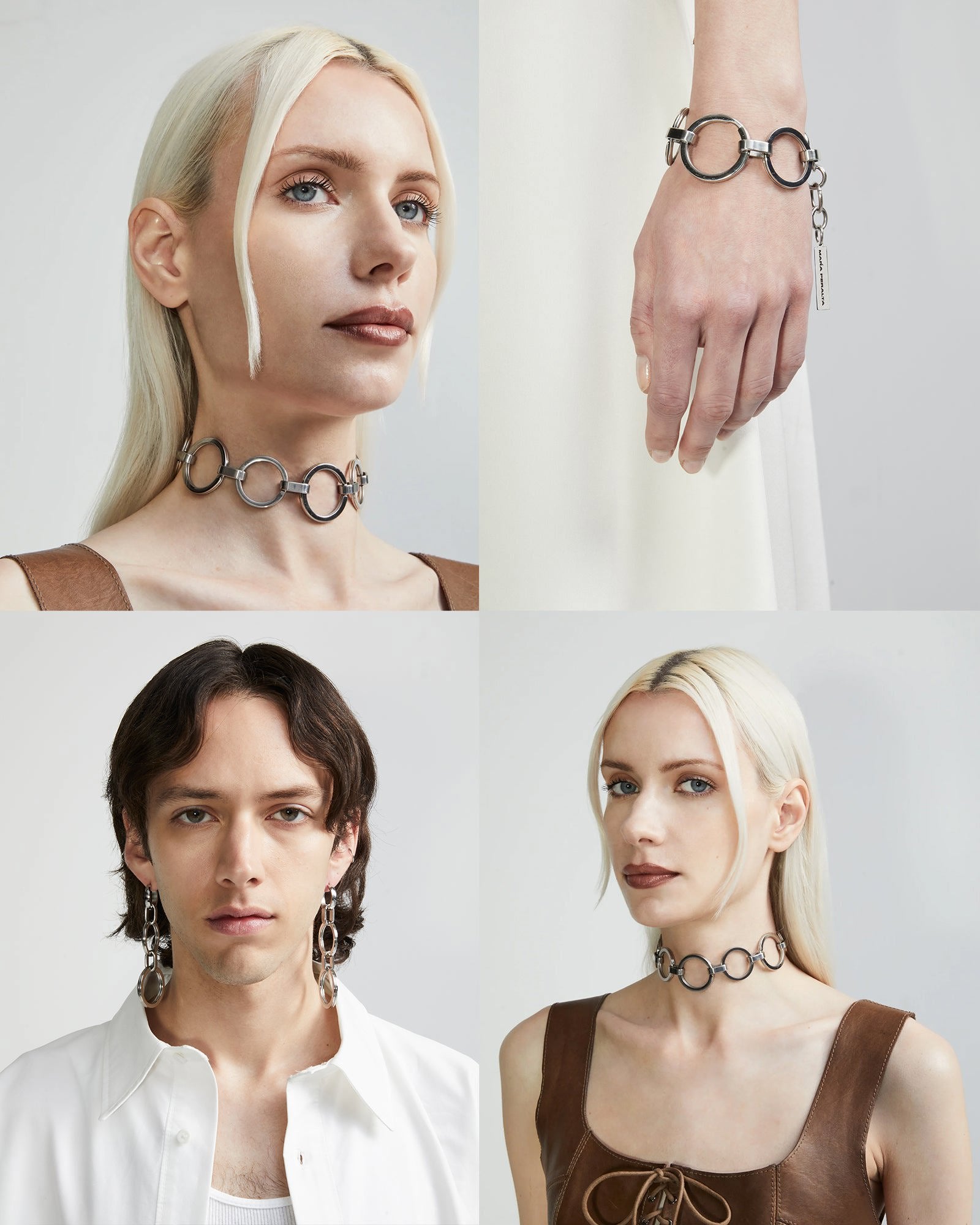HOOP EARRING, BRACELET AND CHOKER SET