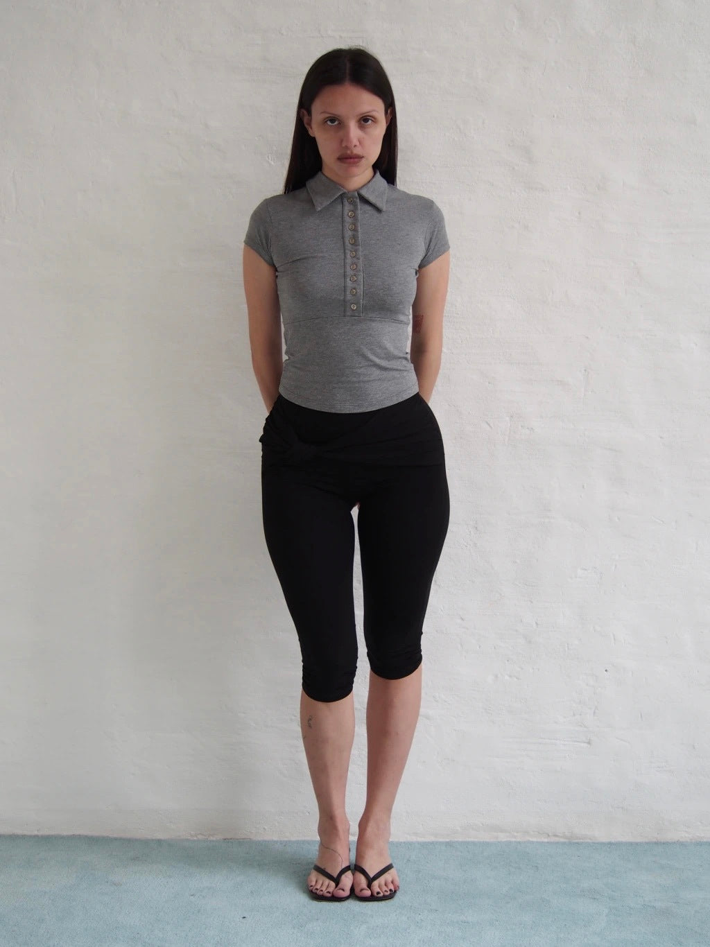POLO FITTED TOP - GREY