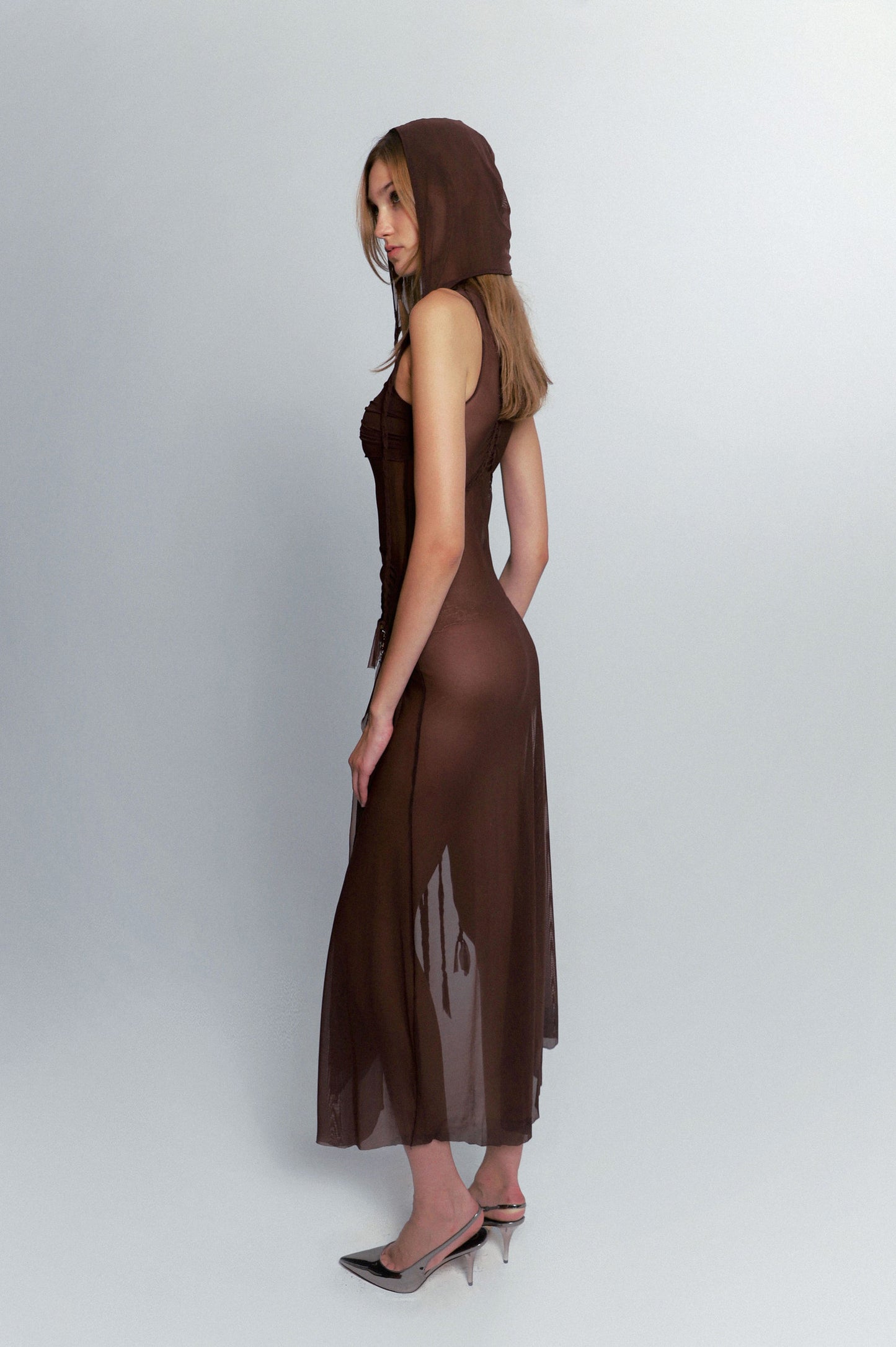 DARK BROWN NYX DRESS W/ HOOD