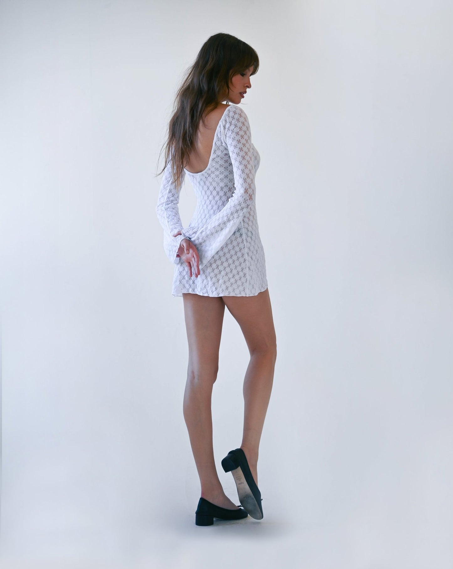 The Jane Mini Dress in White Lace