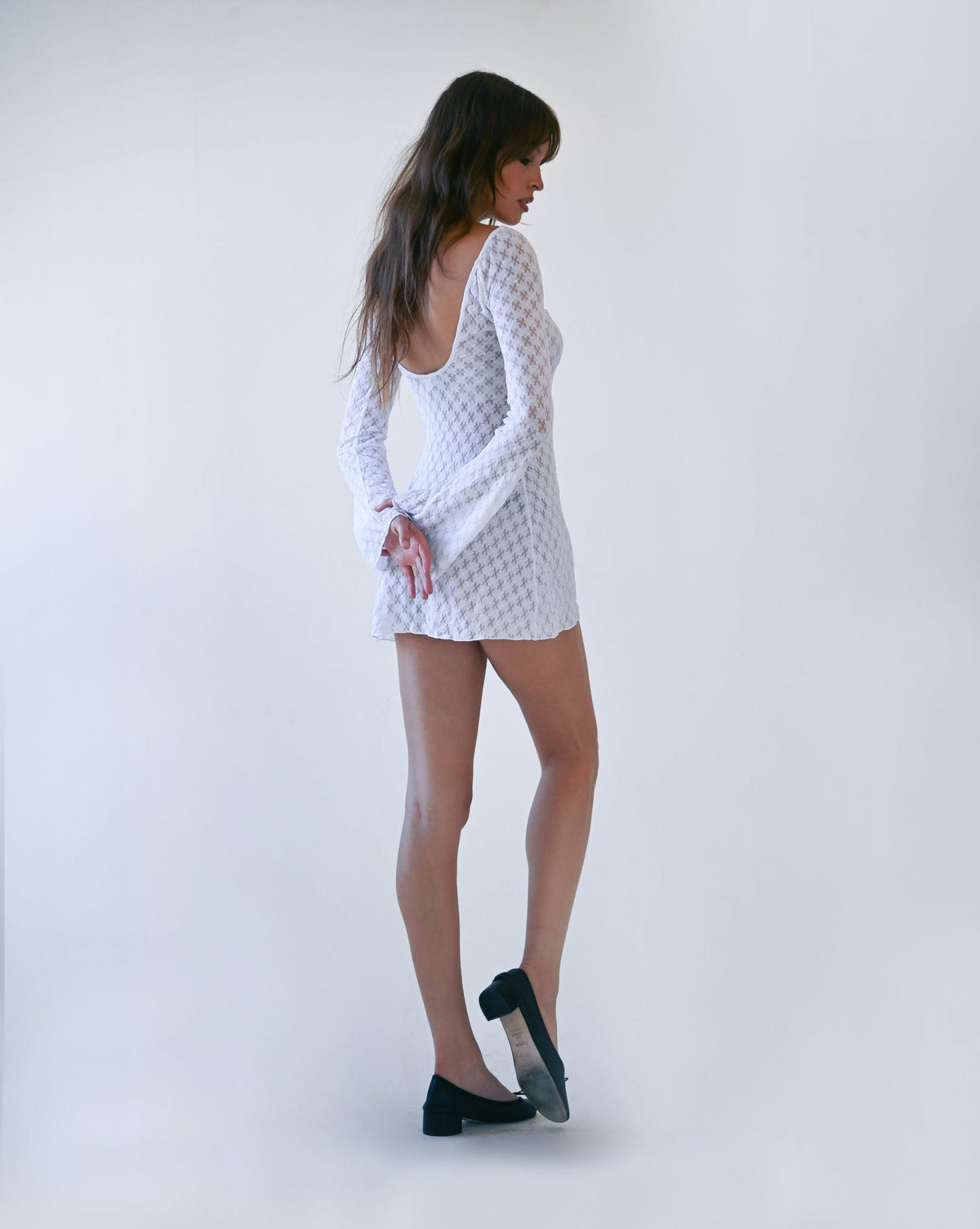 The Jane Mini Dress in White Lace