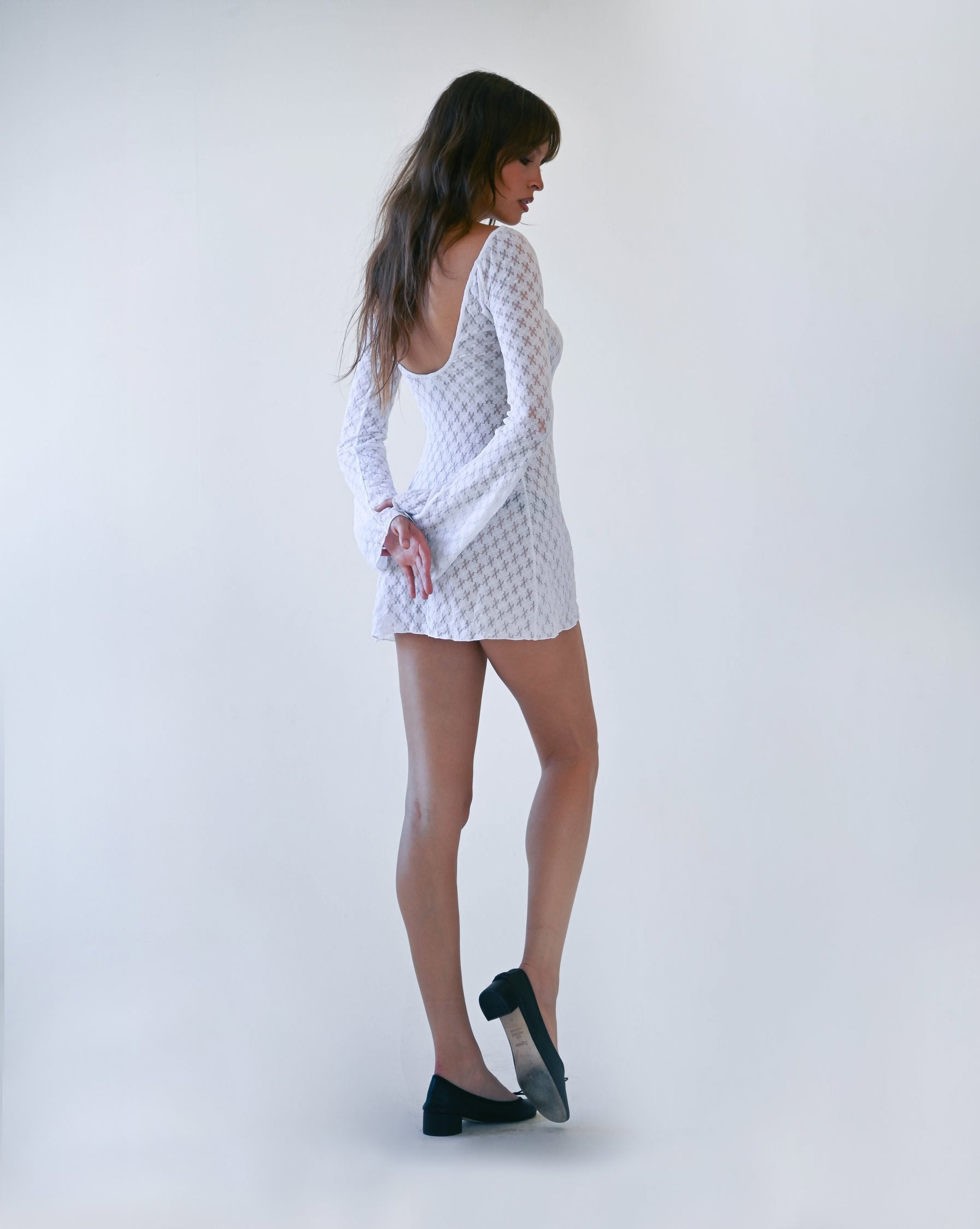 The Jane Mini Dress in White Lace