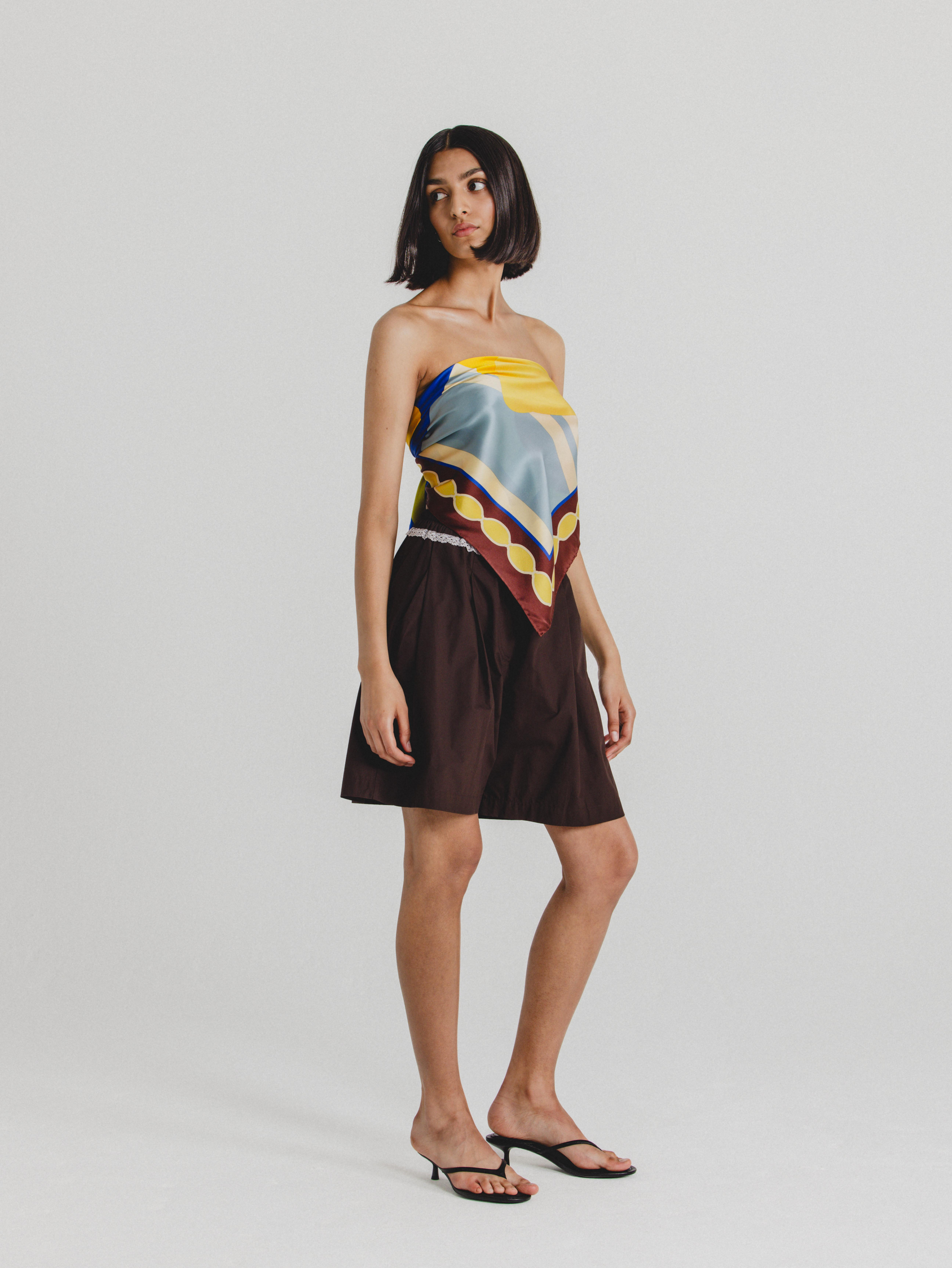 Cotton Poplin Shorts in Chocolate Brown