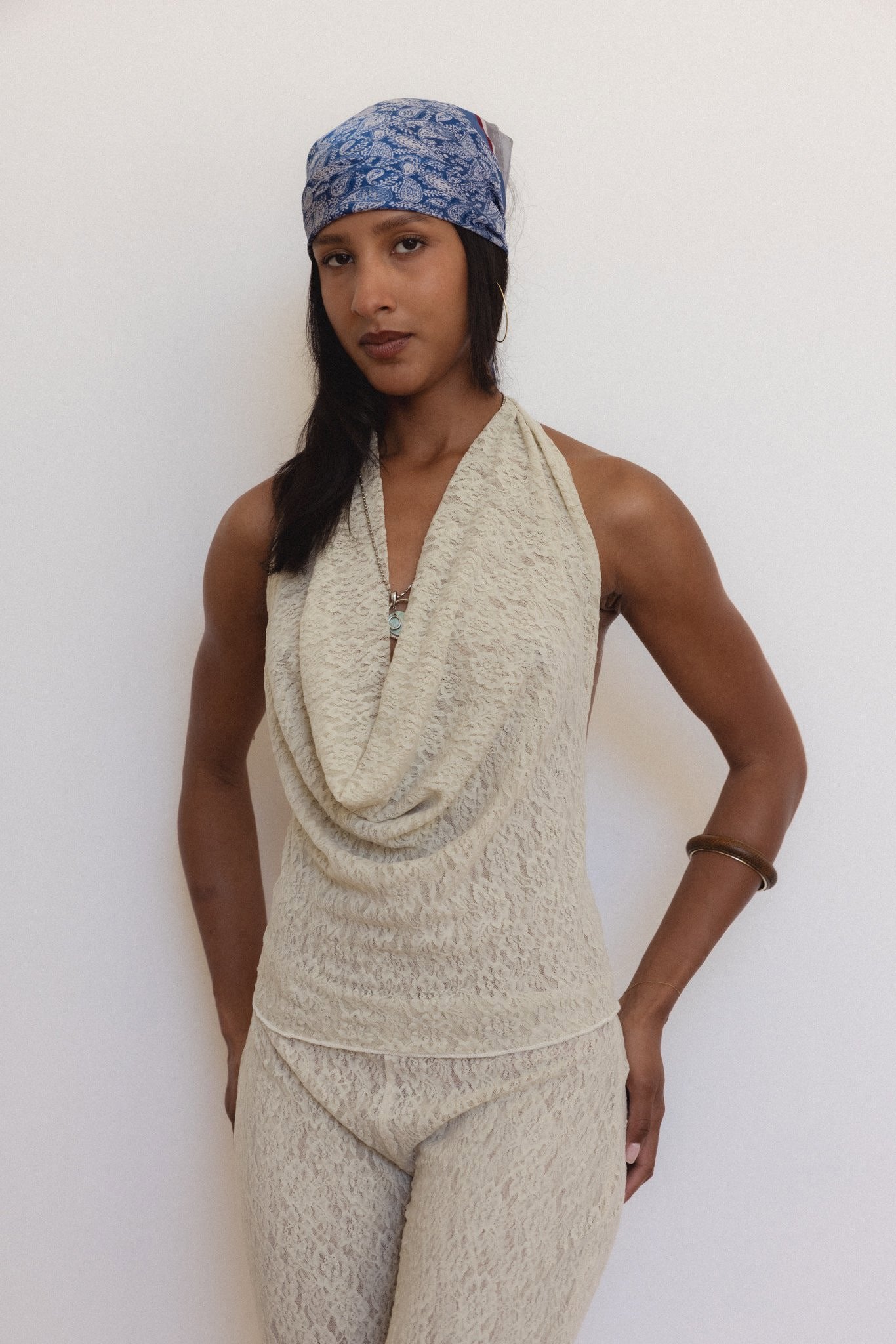 Psyche Top in Sandstone Lace