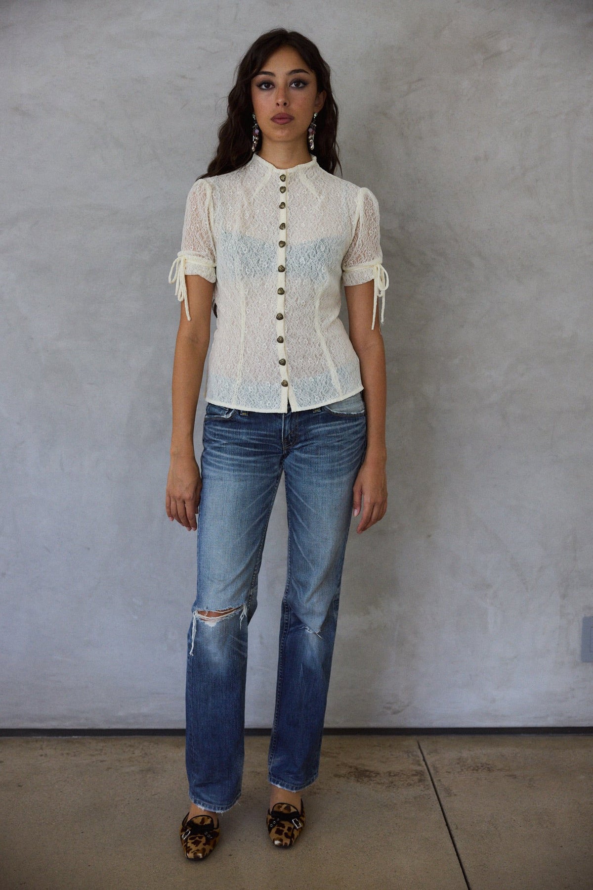 Violetta Top in Sandstone Lace
