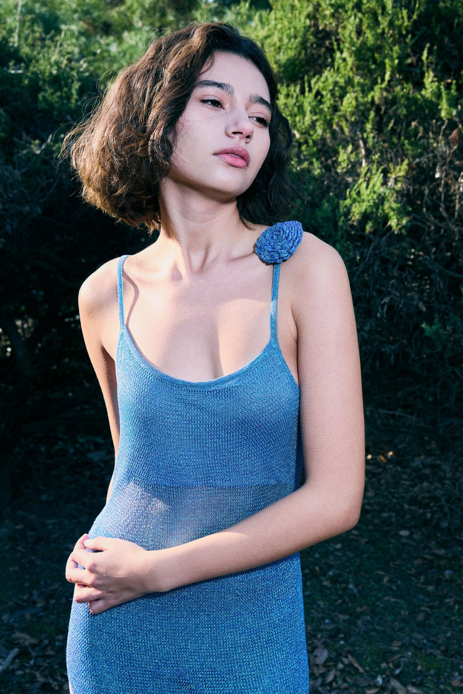 The Galaxy Cowl Back Dress in Twilight