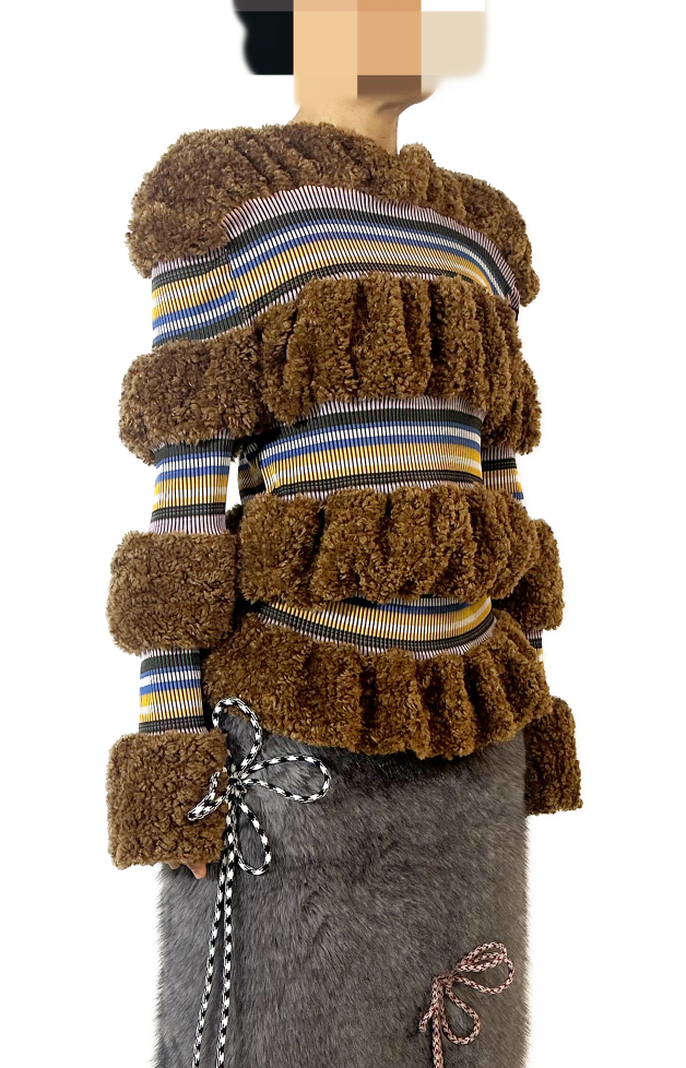 Rust Rib Patchwork Stripe Top