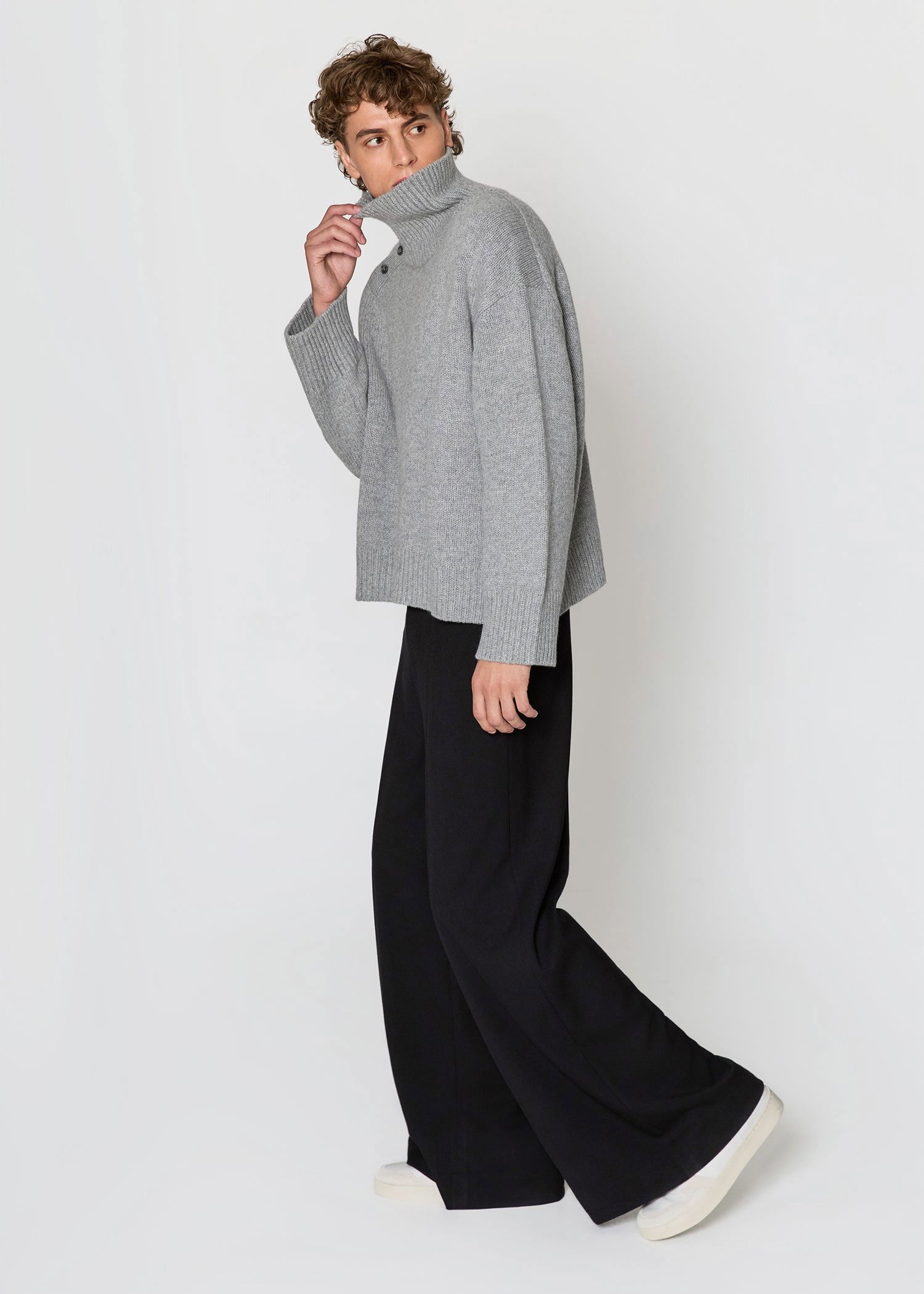Grey Oversized Cashmere Turtleneck