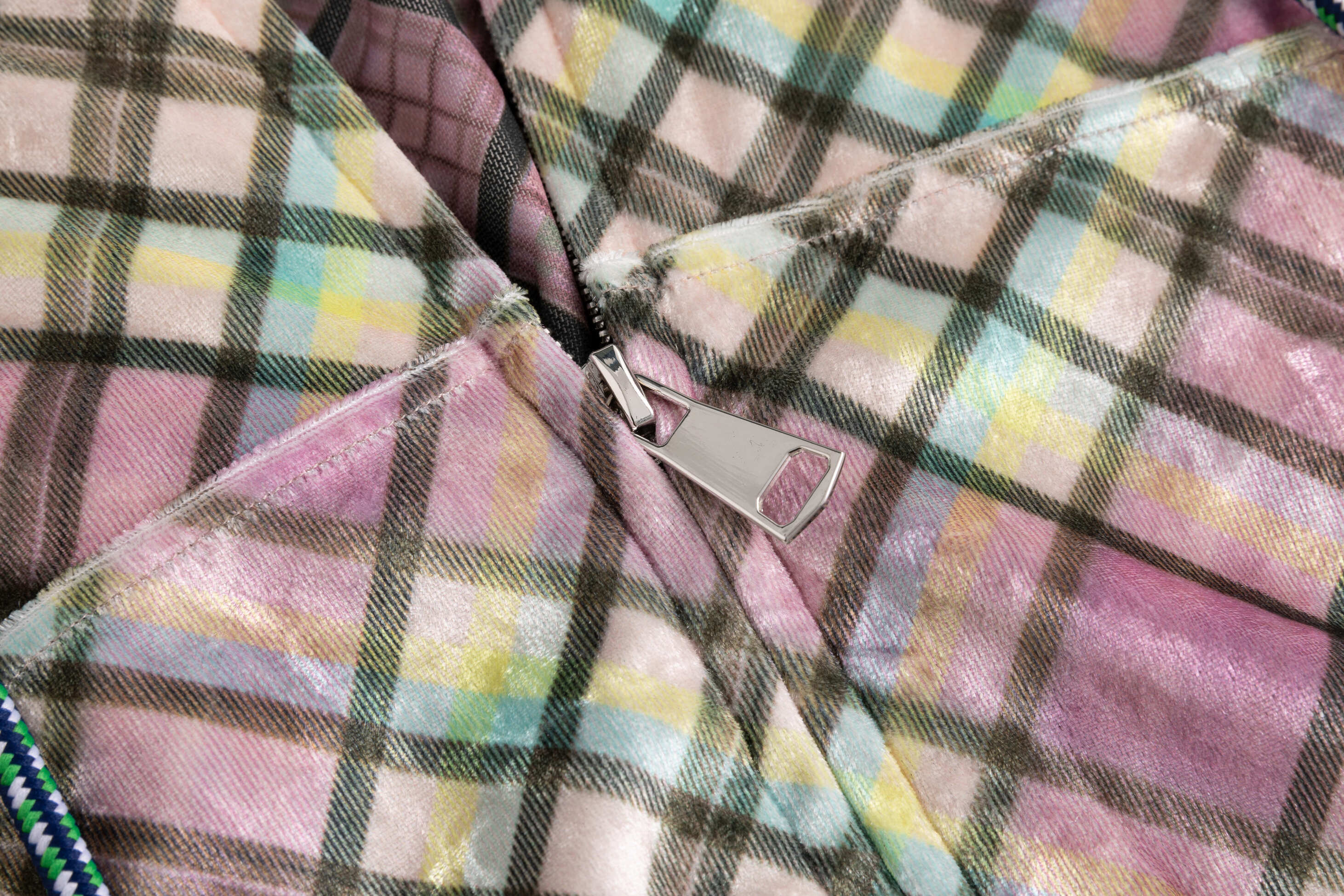 Sprinkles Glossy Plaid Velvet Lined Tracksuit Top