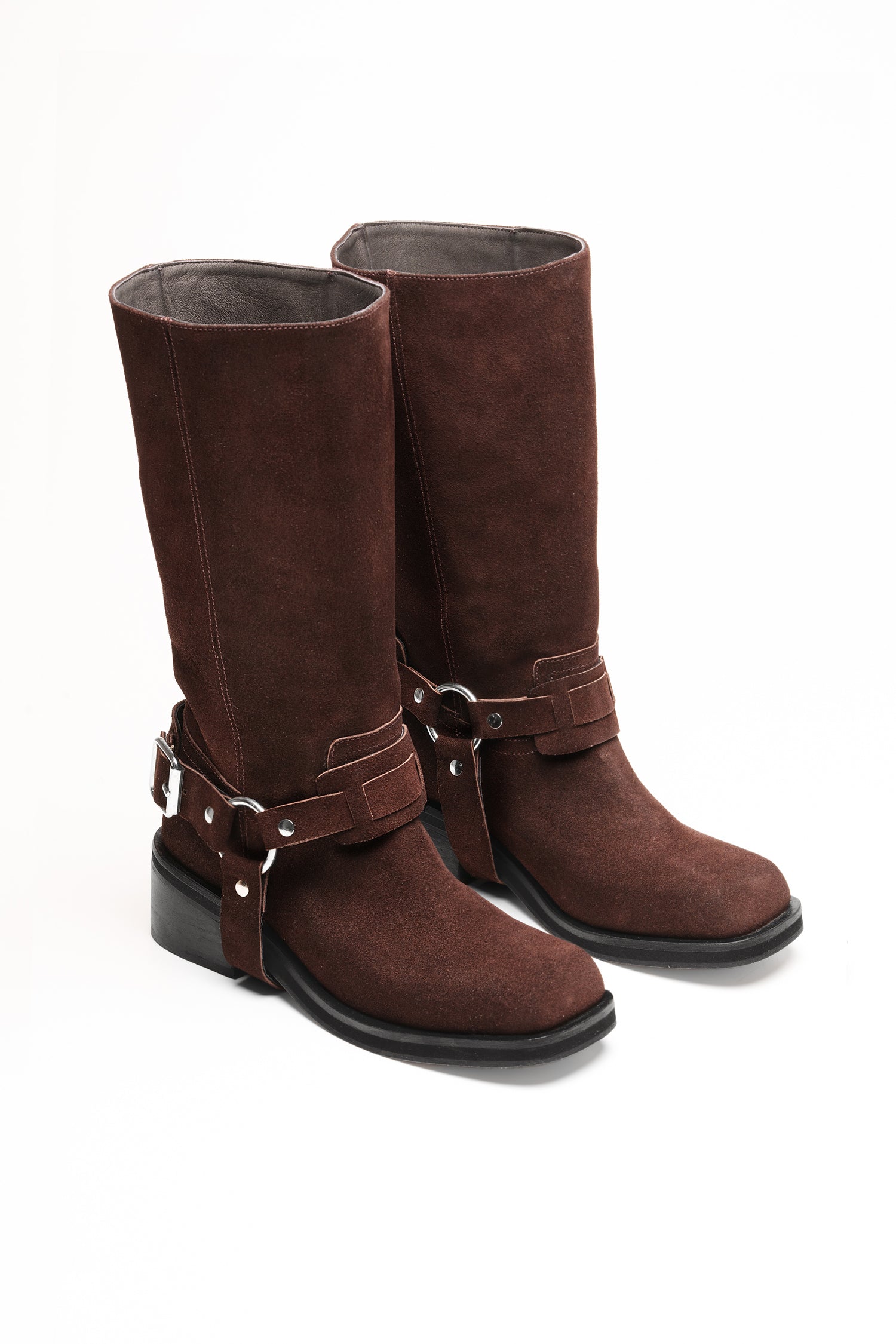 Ava biker boots suede chocolate