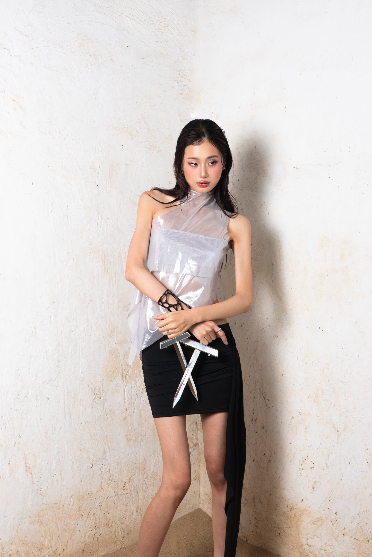 Metallic Silver Neptune Top