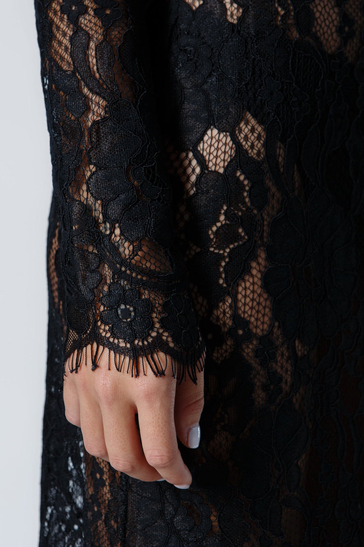 The Scarlett Midi Dress in Black Lace