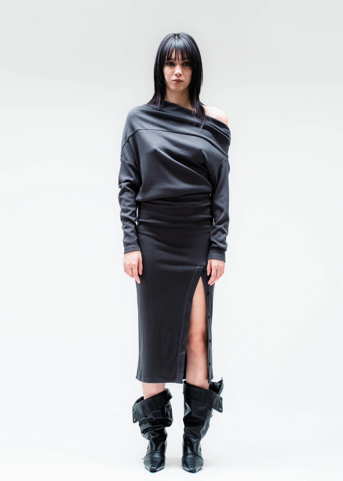 LES DRESS IN PAVER GREY