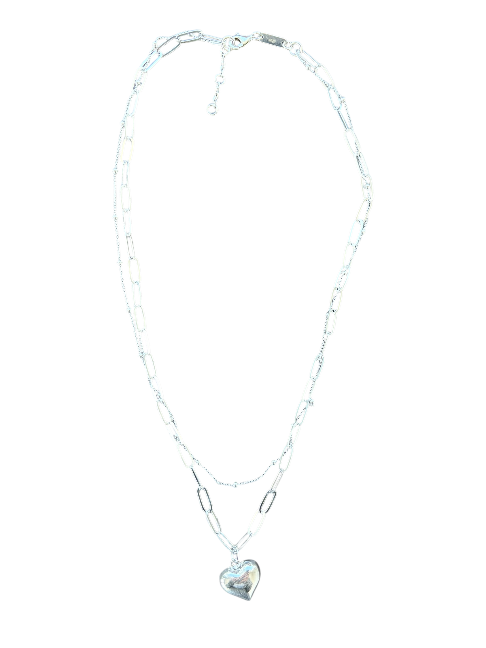 Heart & Paper Clip Necklace