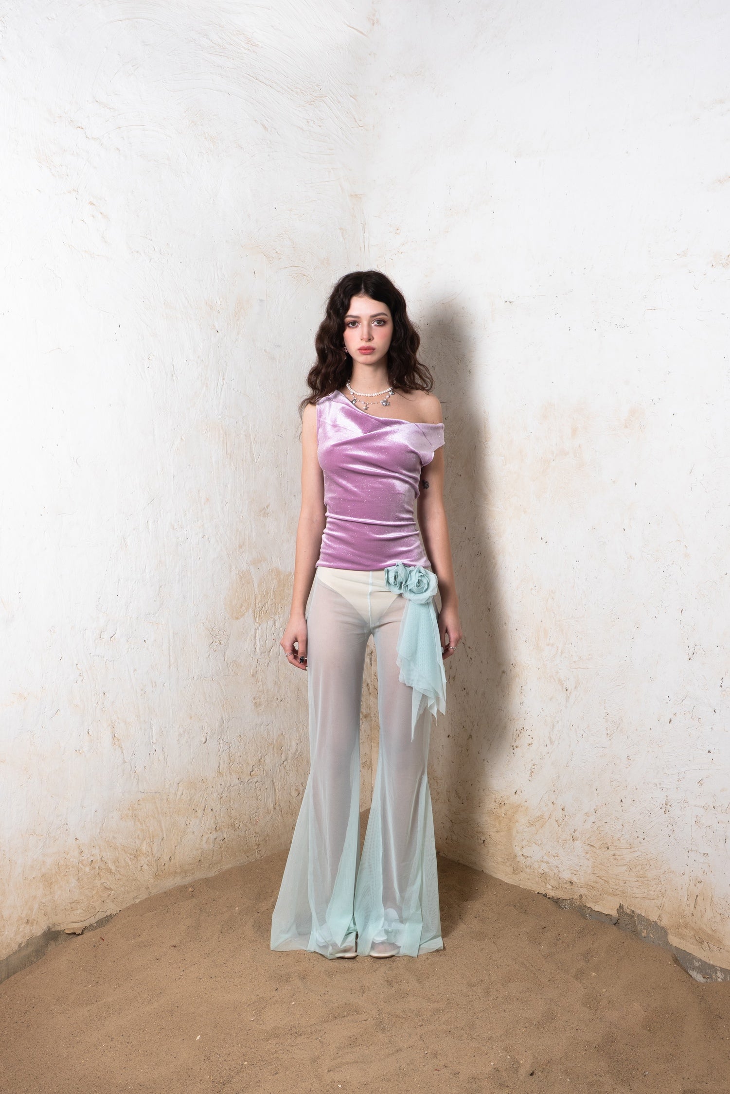 Pink Sparkly Velvet Ida Top