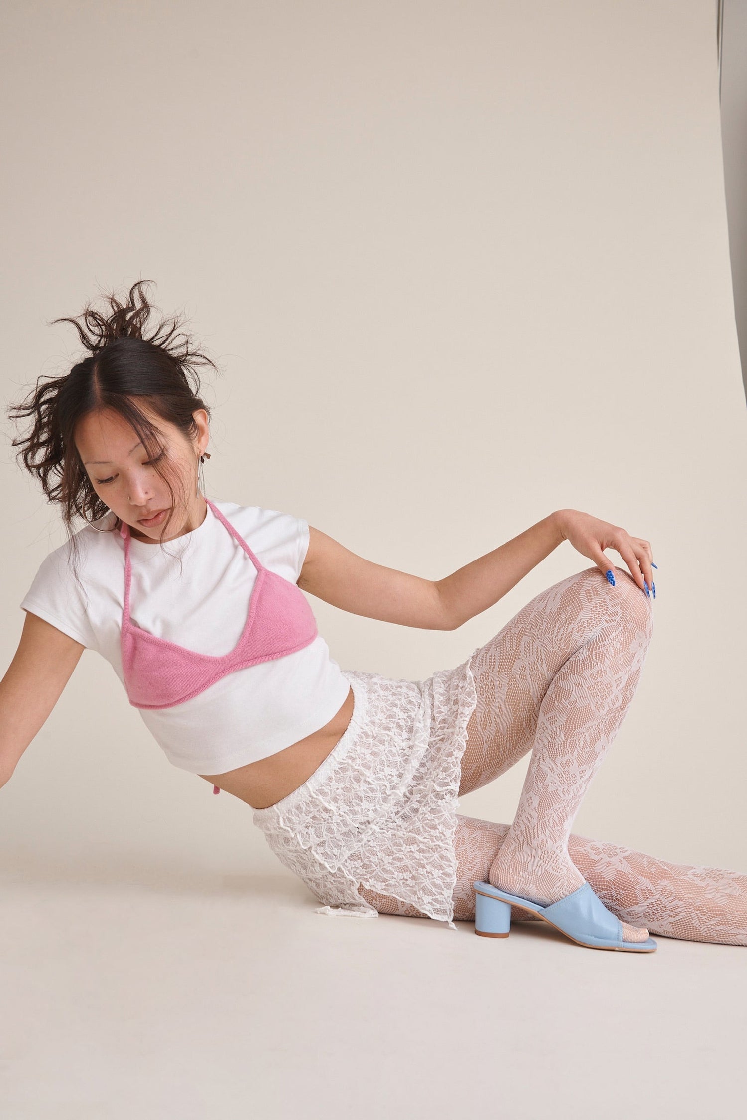 Aria Lace Mini Skirt in White