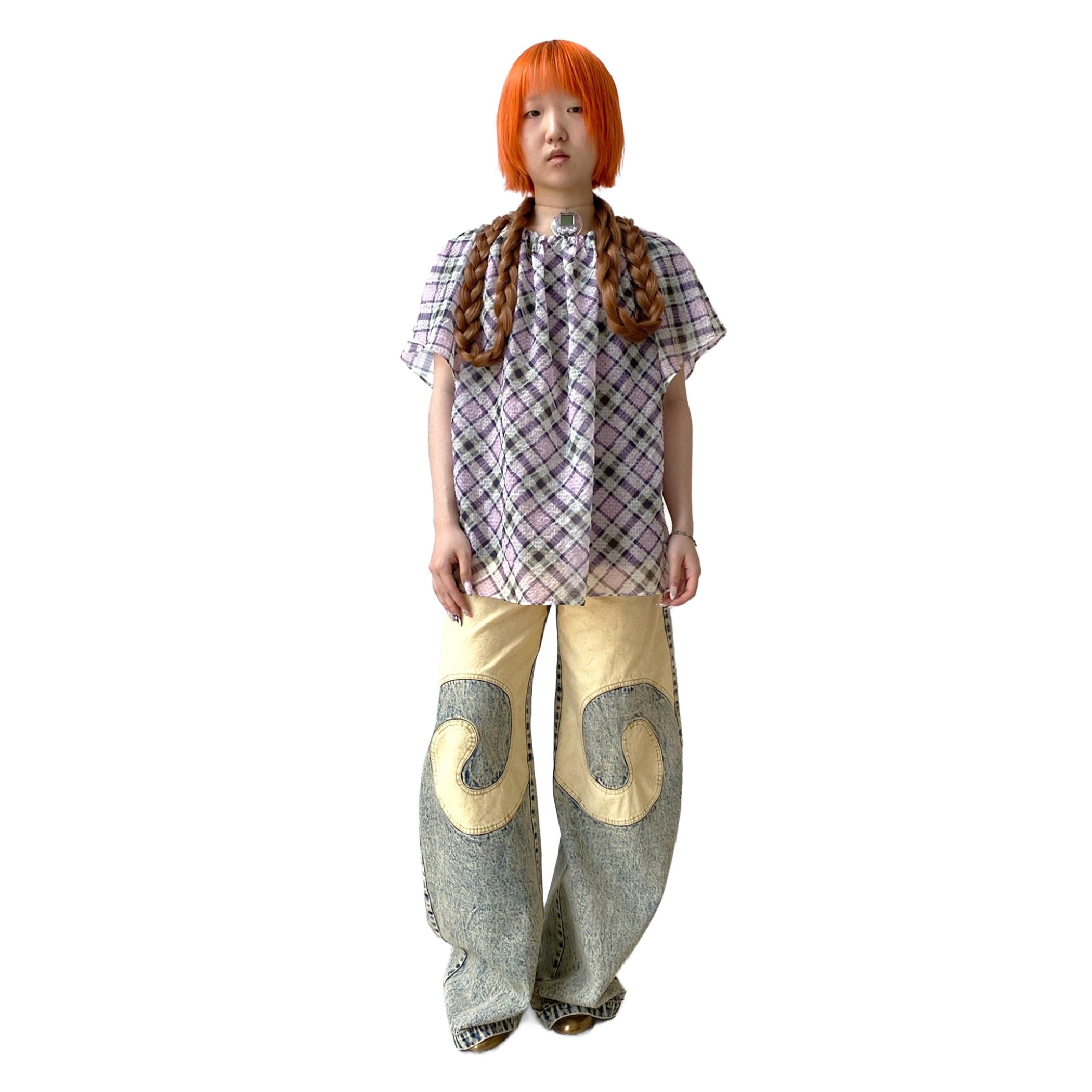 Yellow Blue Washout Swirl Jeans