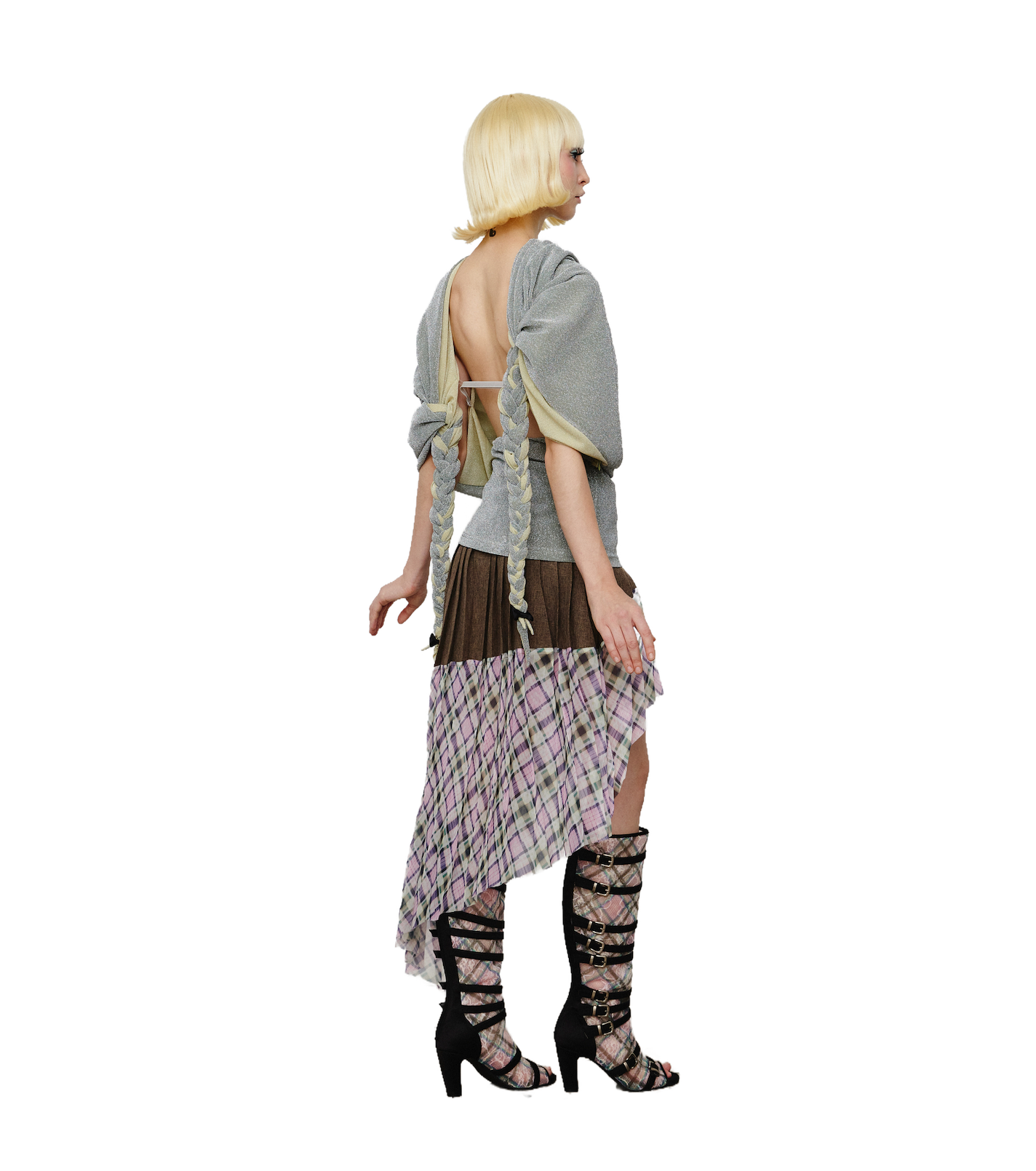 Asymmetrical organza pleated skirt lucid