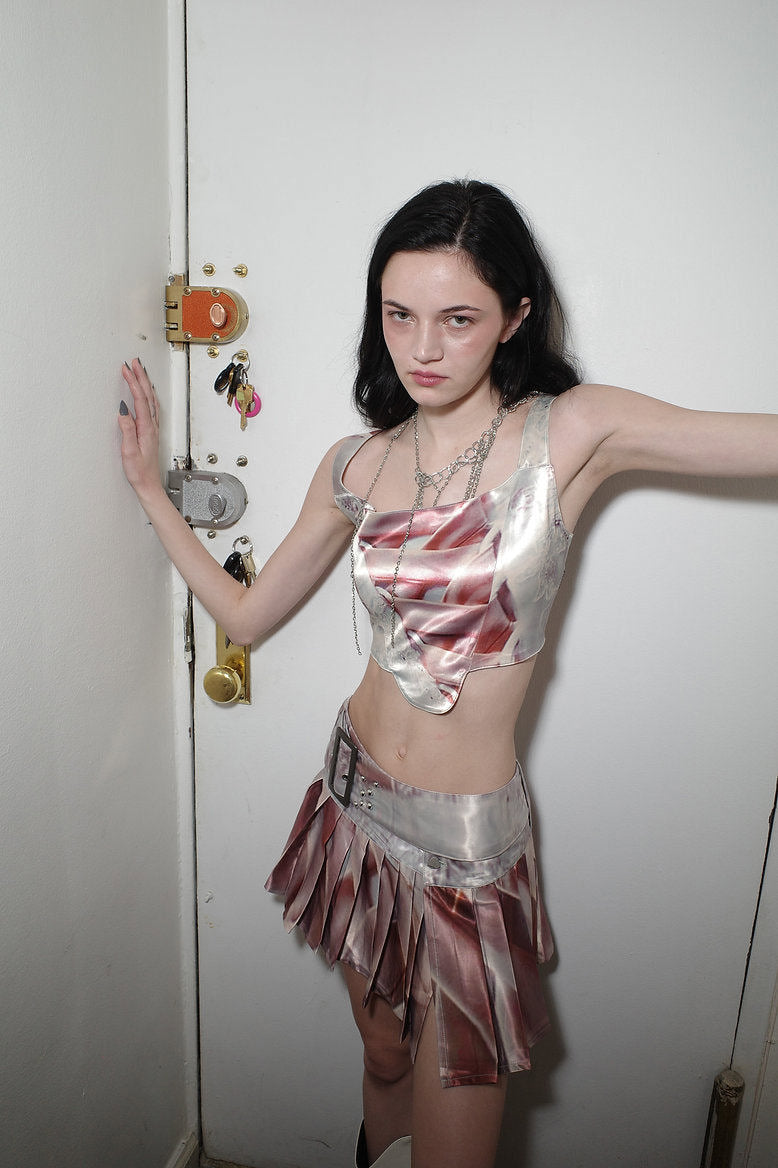 Romantic Satin Print Top