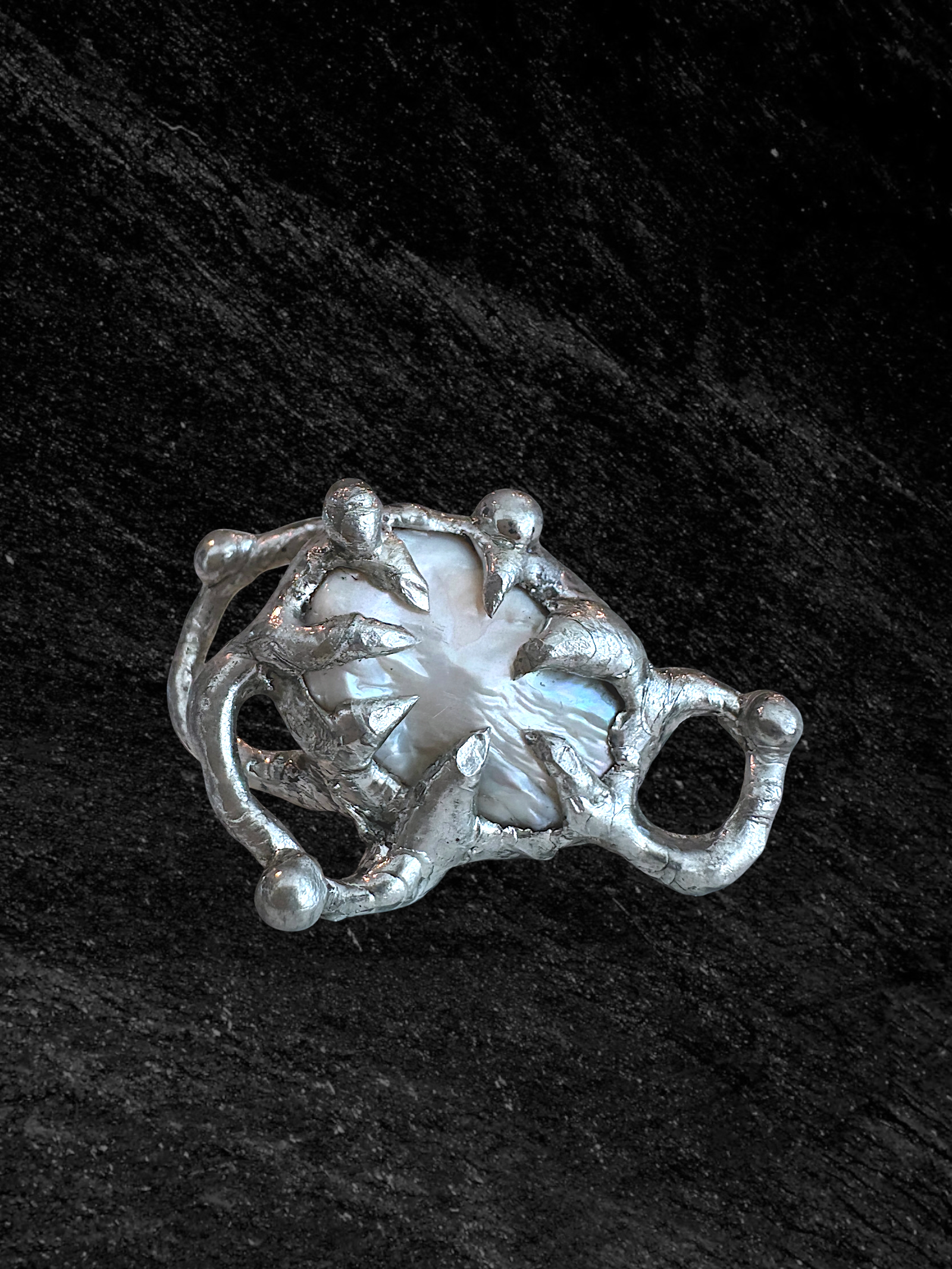 Prancing Caged Pearl Ring