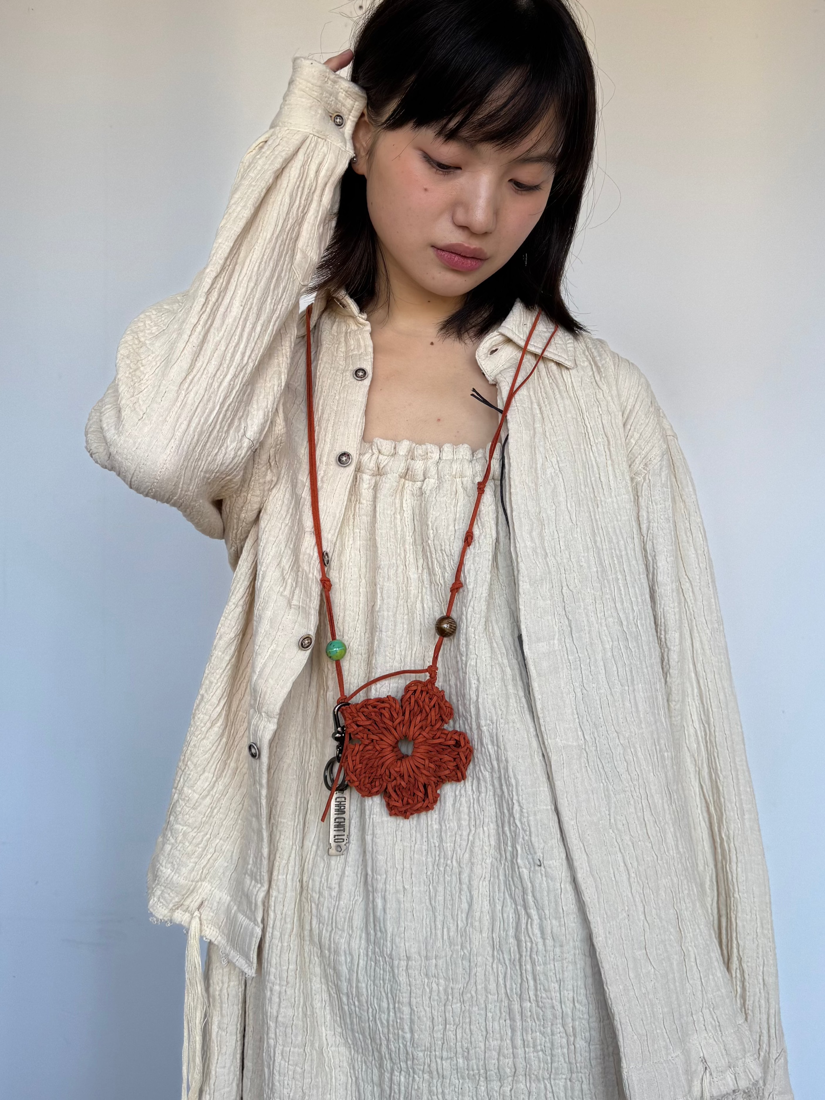 Signature Hand Crochet Flower Pocket Bag_ Orange