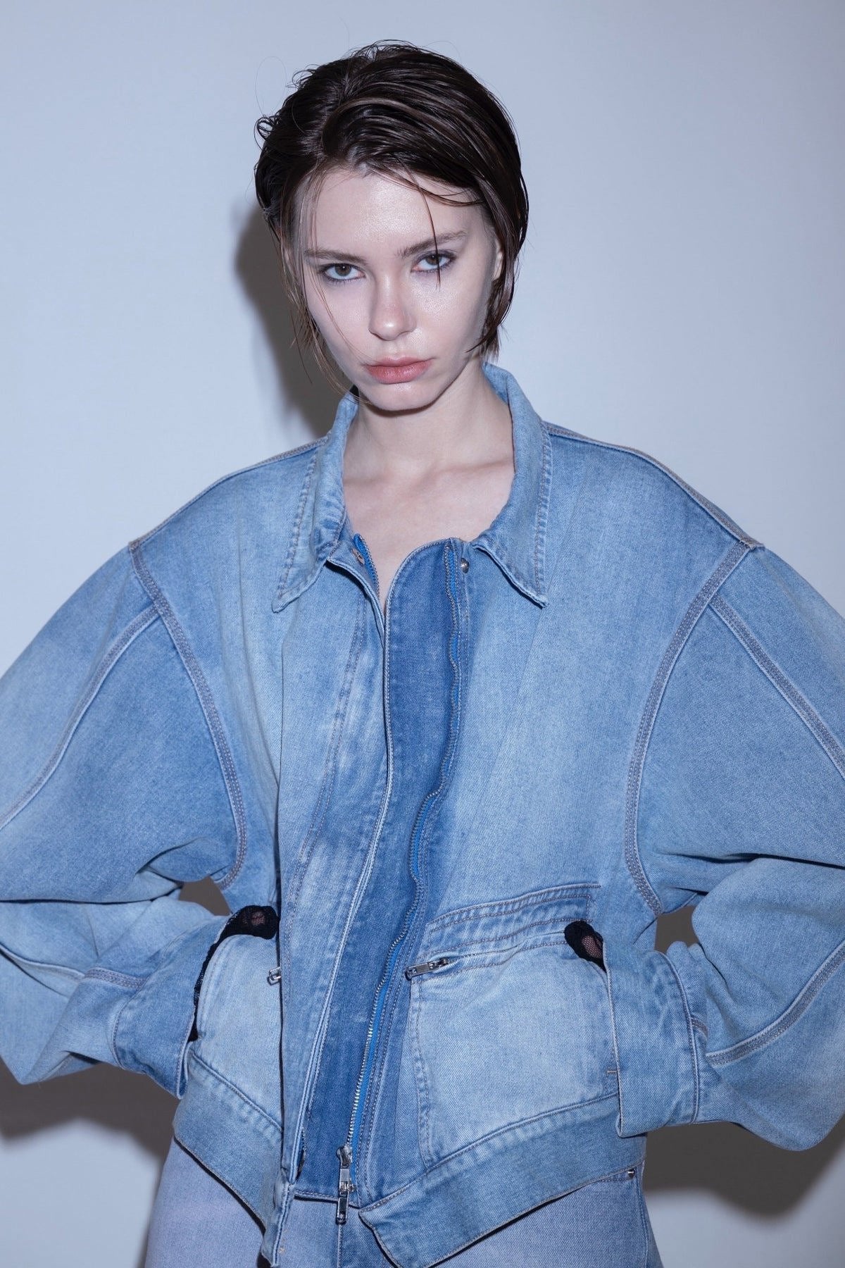 Angle denim jacket
