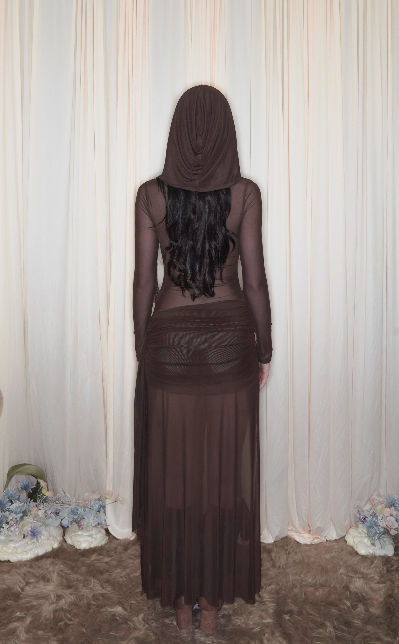 UMBER BROWN NEW NYX DRESS WITH HOOD