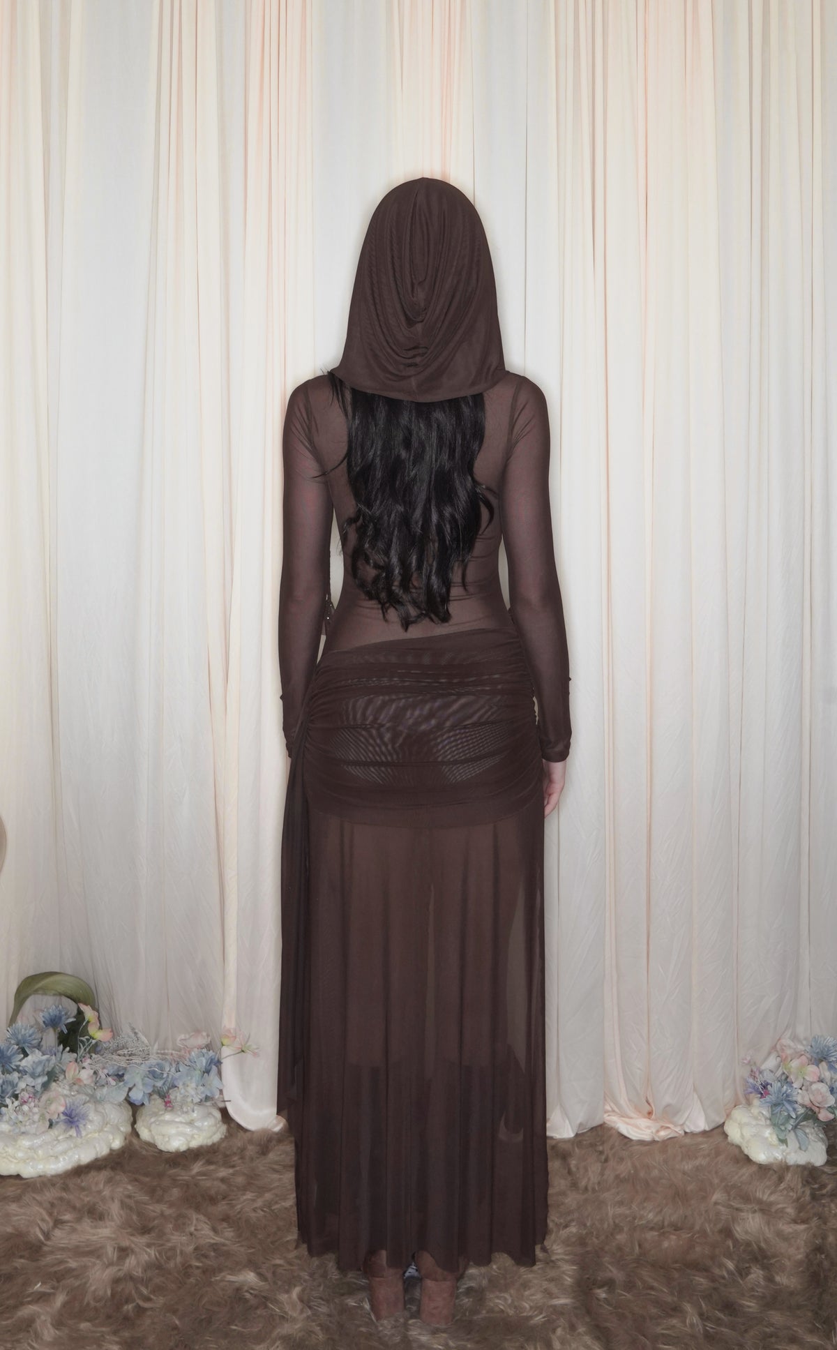 UMBER BROWN NEW NYX DRESS WITH HOOD
