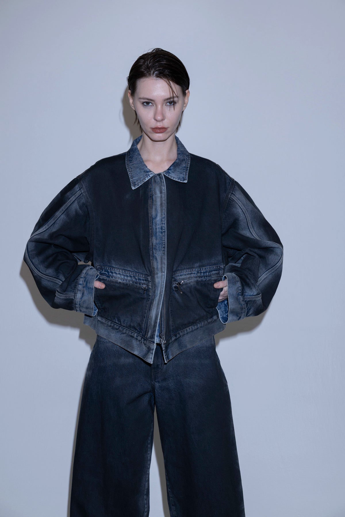Angle denim jacket