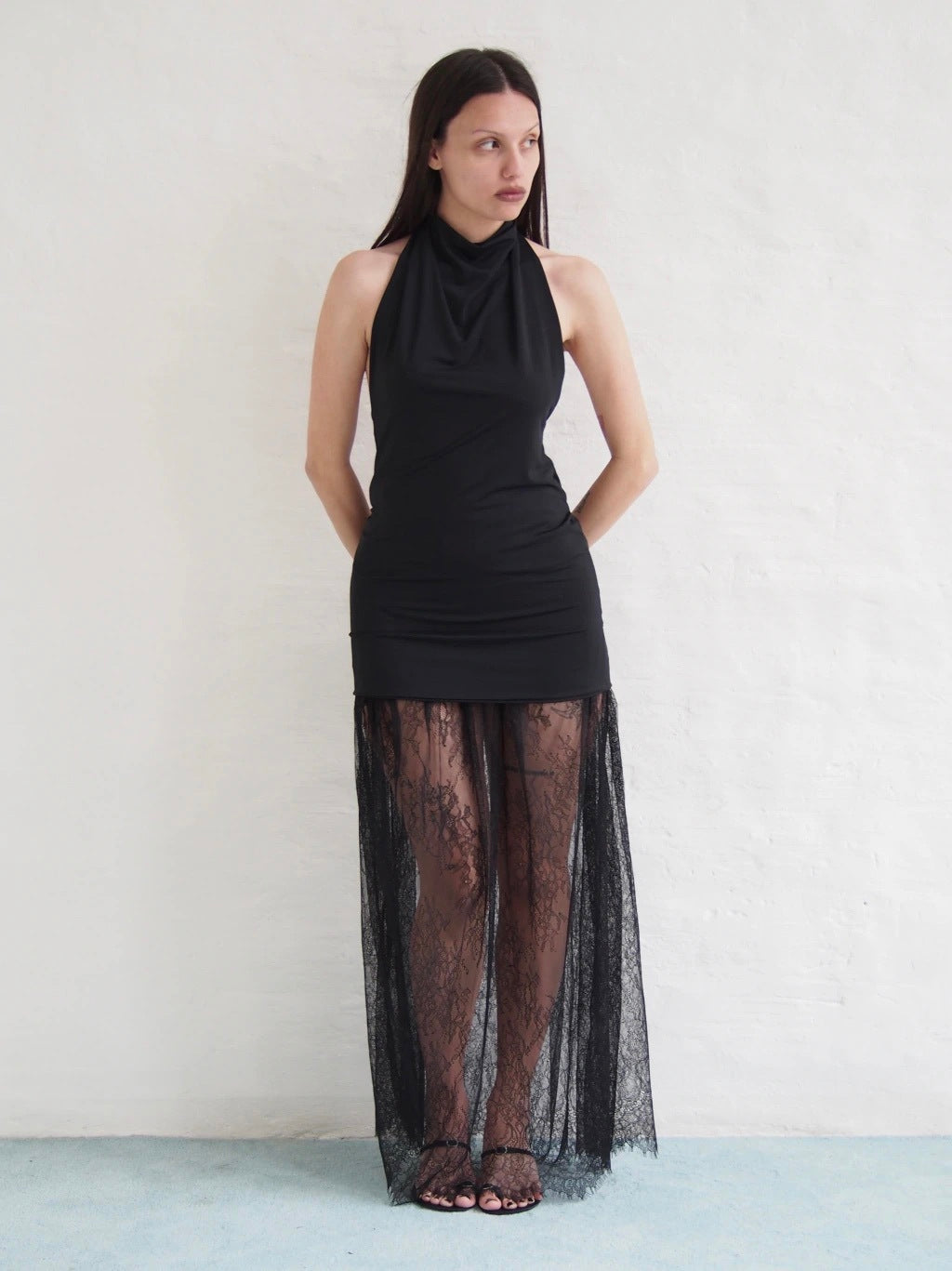 MAXI SKIRT LACE - BLACK