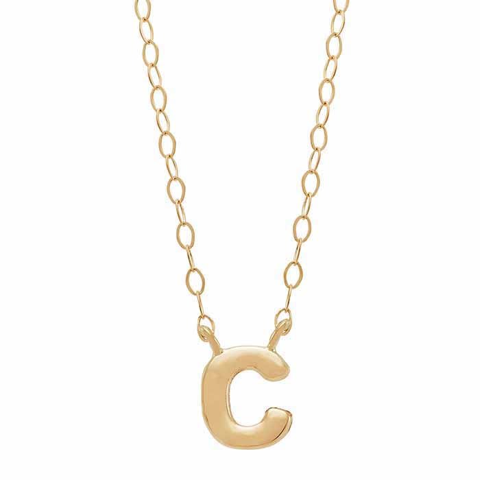 14K Solid Gold Alphabet Necklace