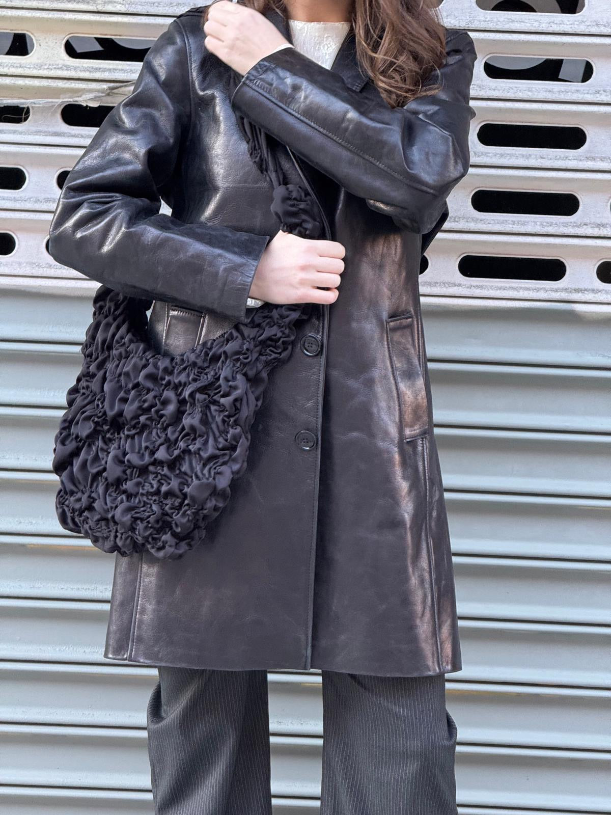 Leather long thrench coat