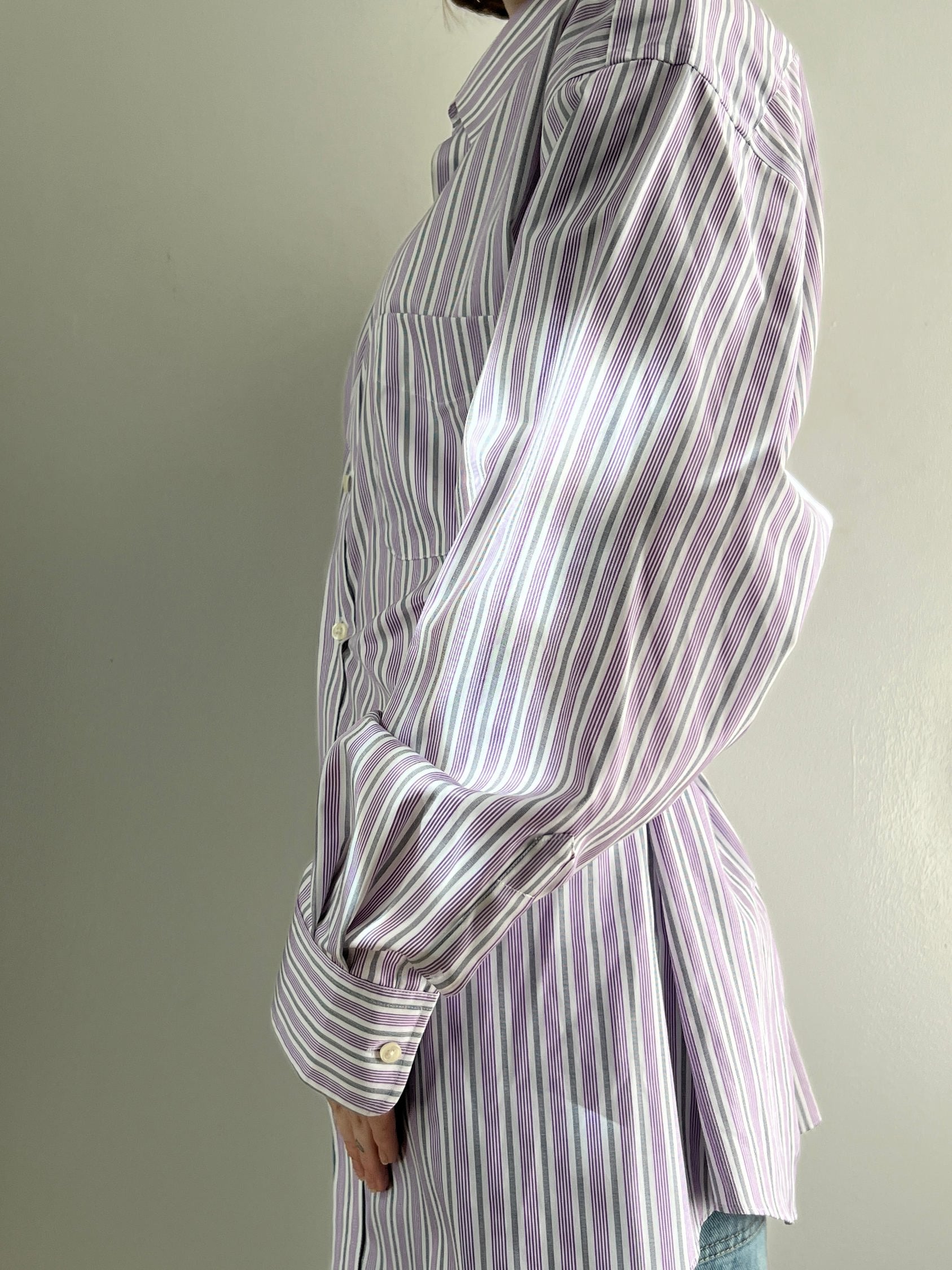 Stretch Waist Button Down- Spring Stripe