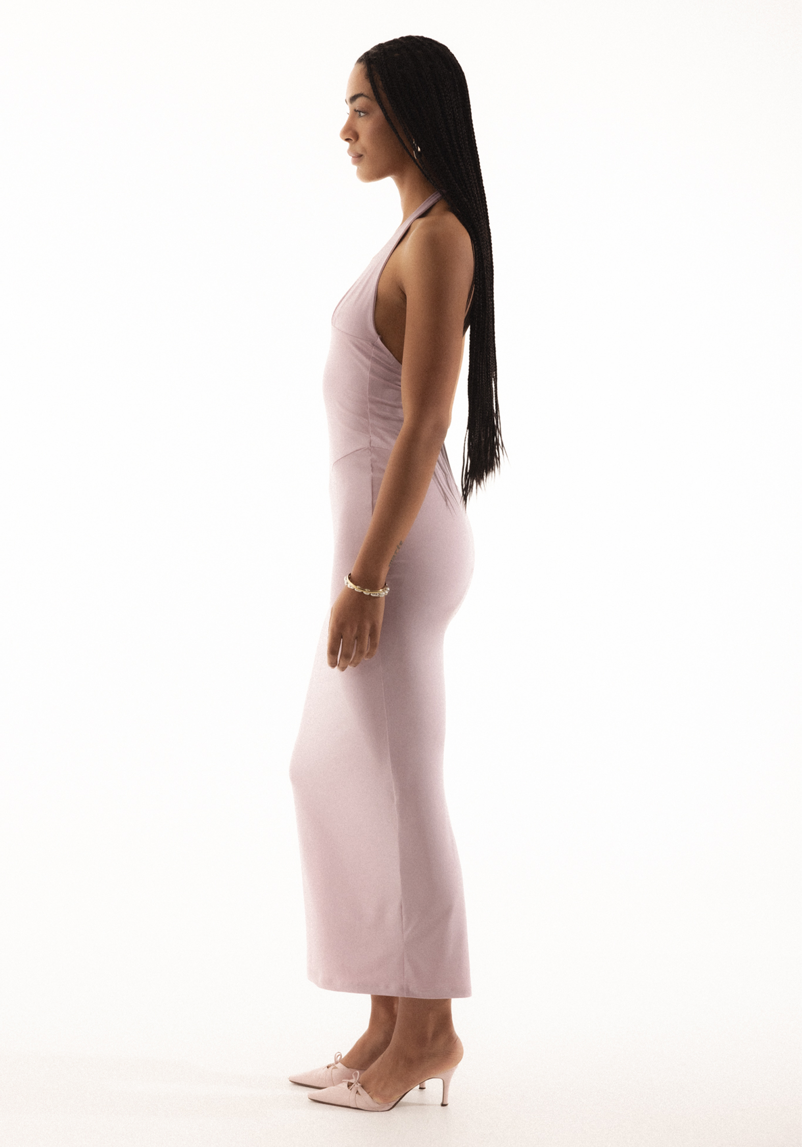 Aphrodite Halter Maxi Dress in Pearl Pink