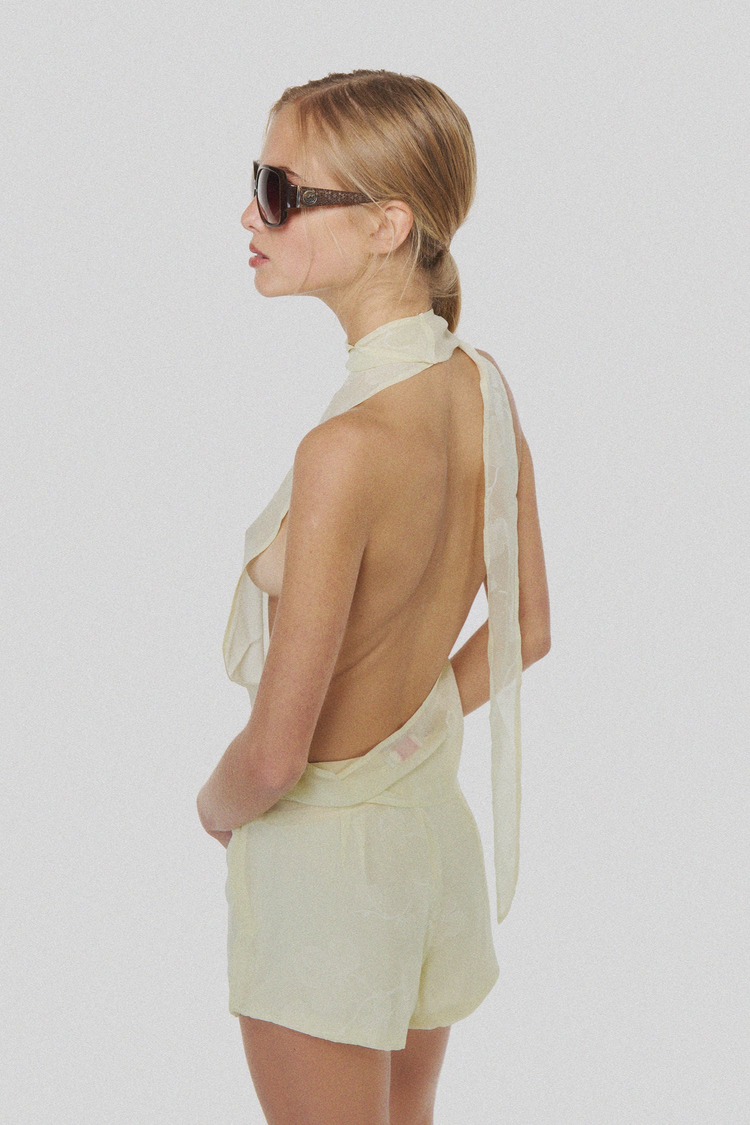 Silk gauze backless top