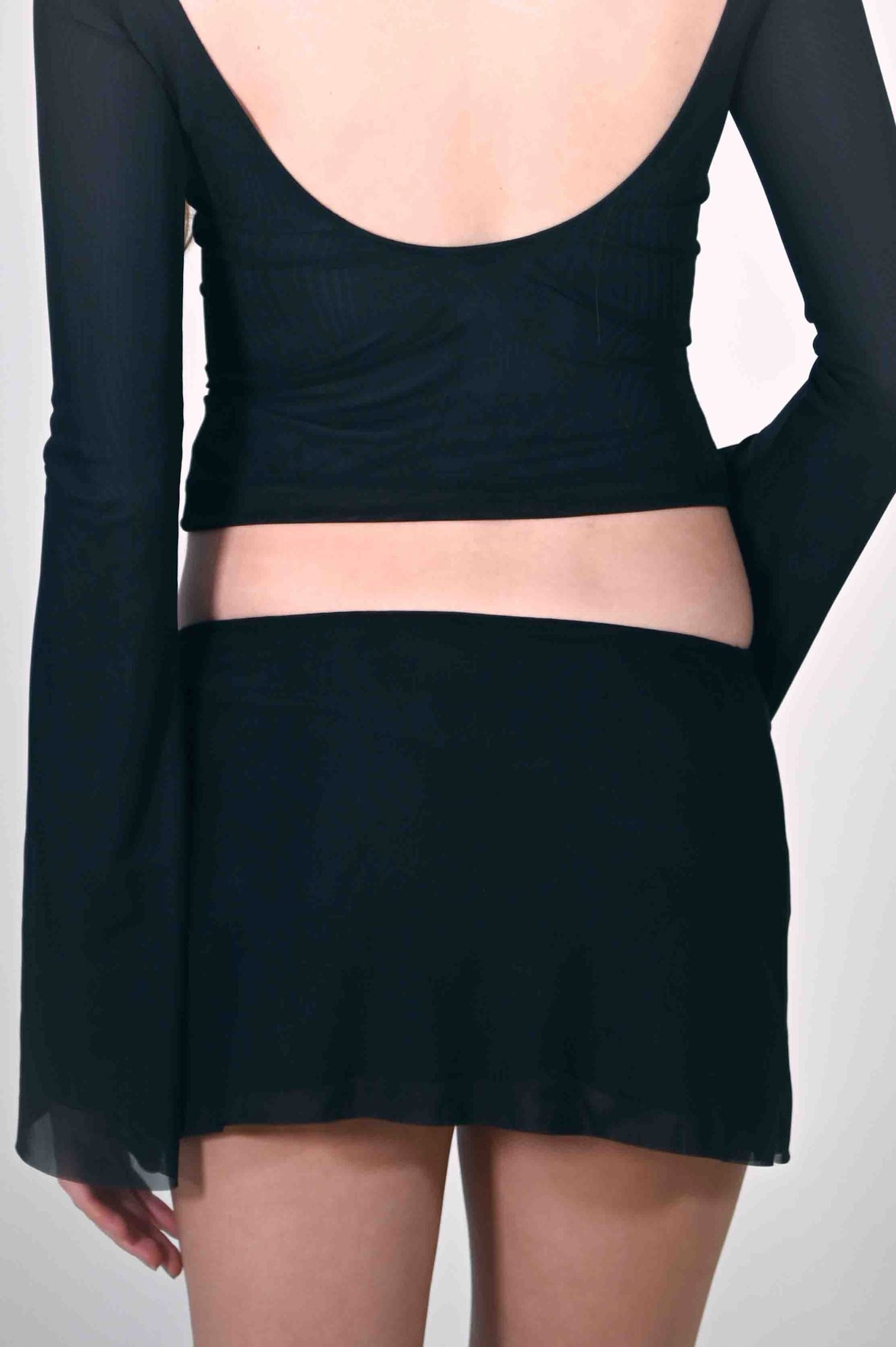 The Jane Micro Mini Skirt in Black Mesh
