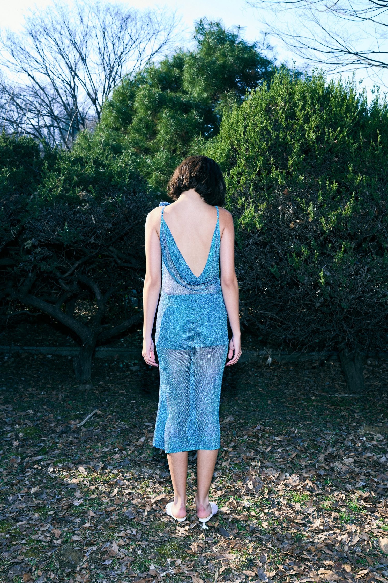 The Galaxy Cowl Back Dress in Twilight