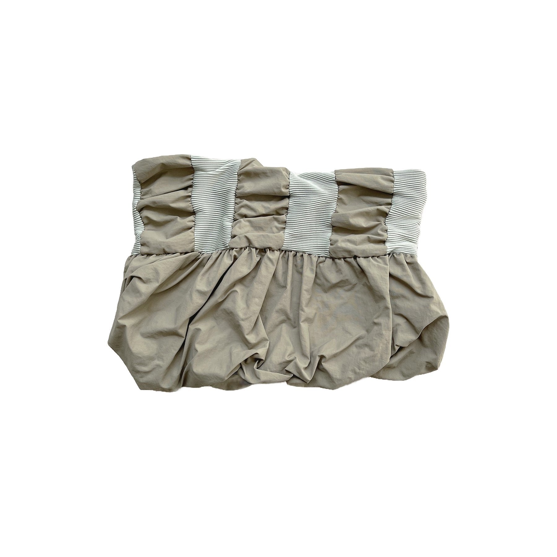Ribbed Puff Mini Skirt Gray Jade