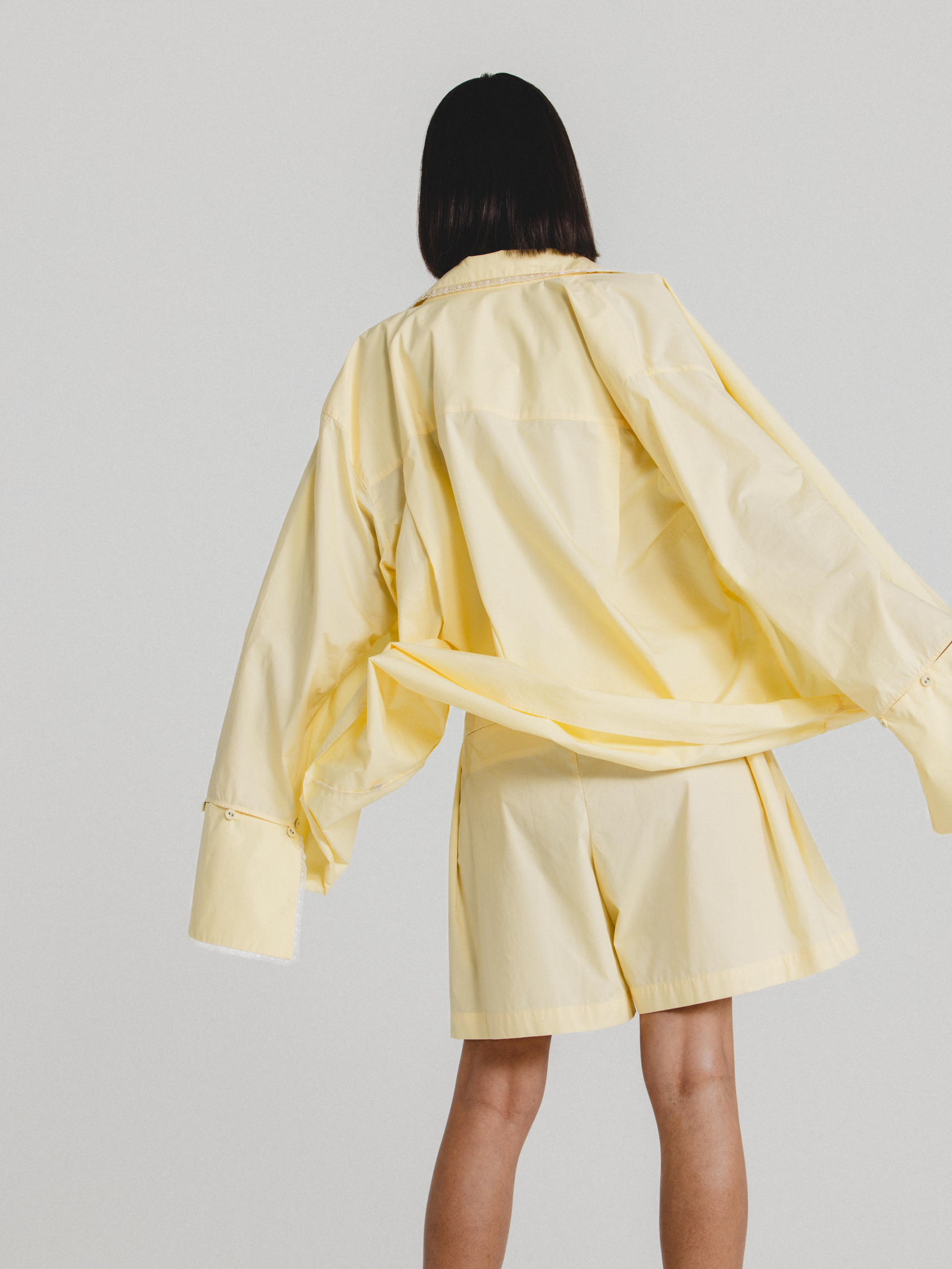 Cotton Poplin Oversized Shirt in Butter Yellow