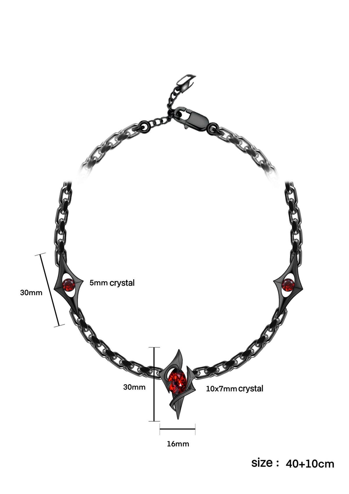 Inferno Necklace | Matte Black Silver & Garnet