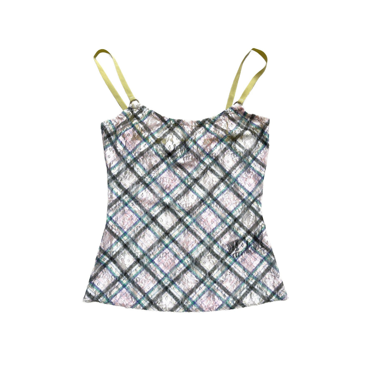 Stretch Lace Cami Top Dollhouse Plaid