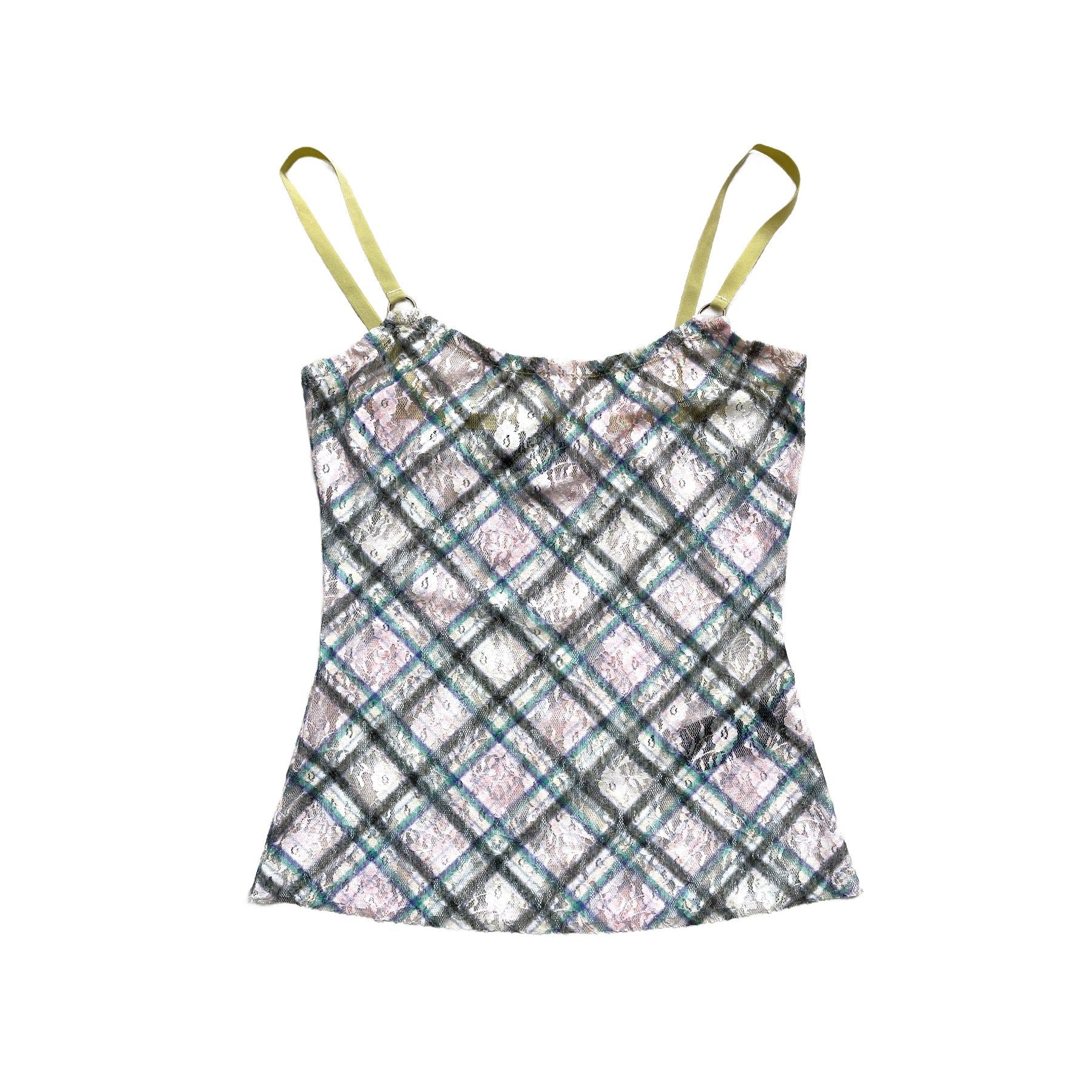 Stretch Lace Cami Top Dollhouse Plaid